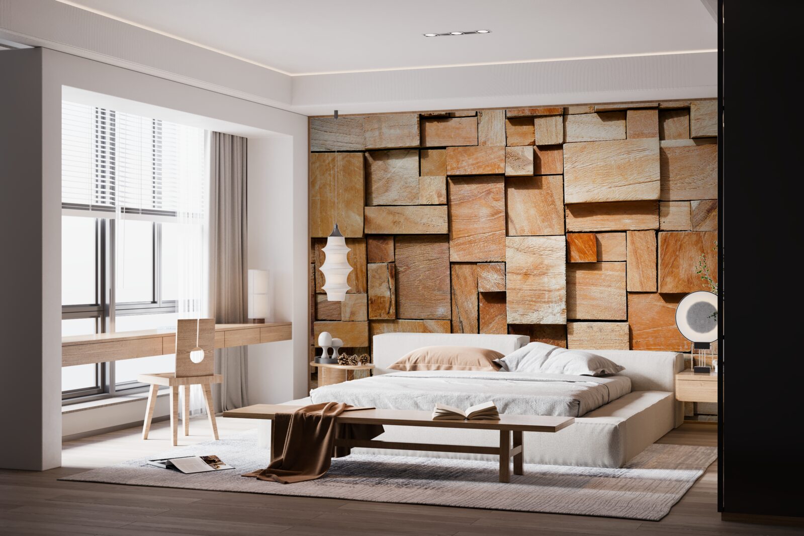 Fototapet produs decorativ realizat din fragmente de lemn