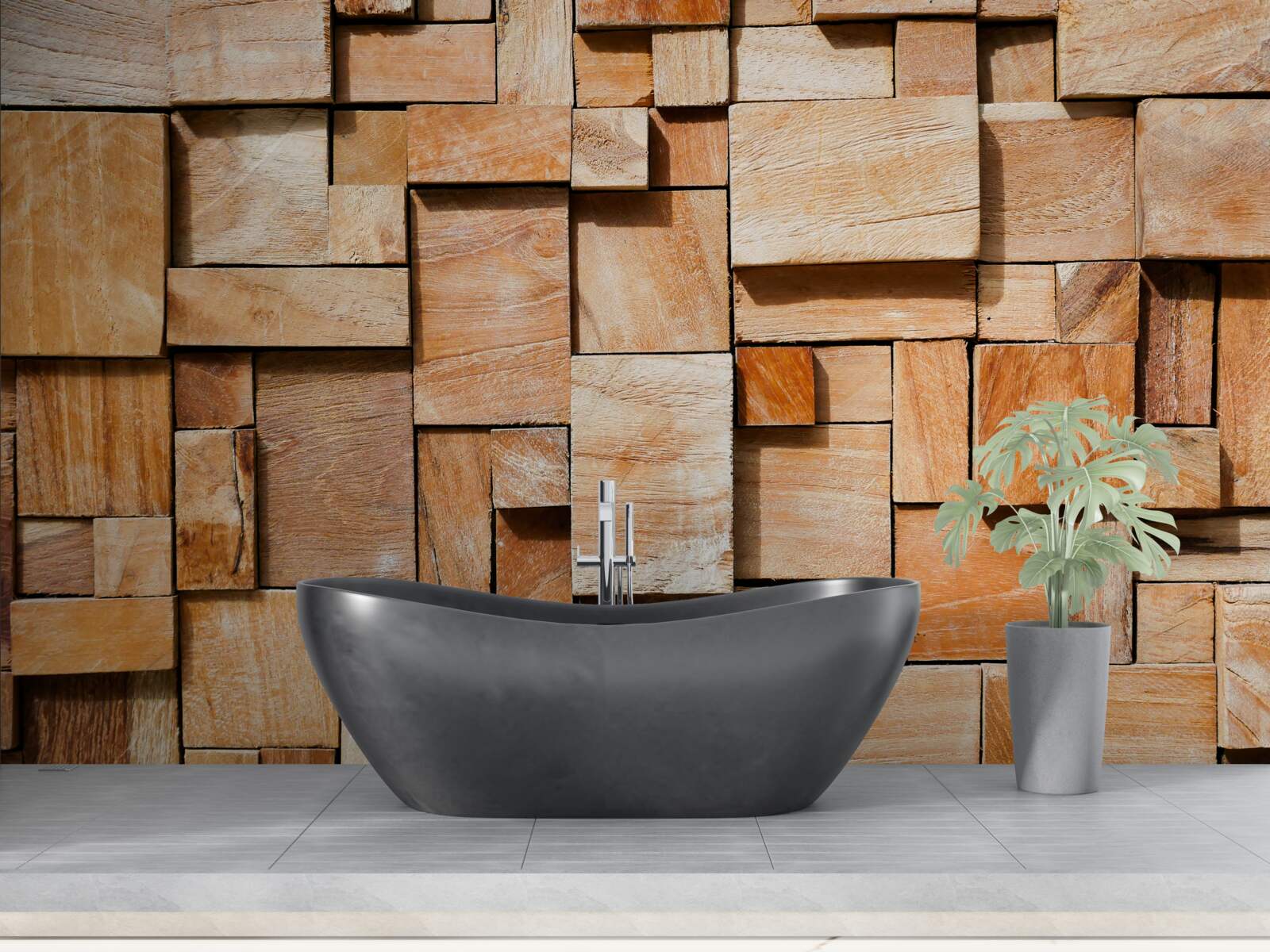 Fototapet produs decorativ realizat din fragmente de lemn