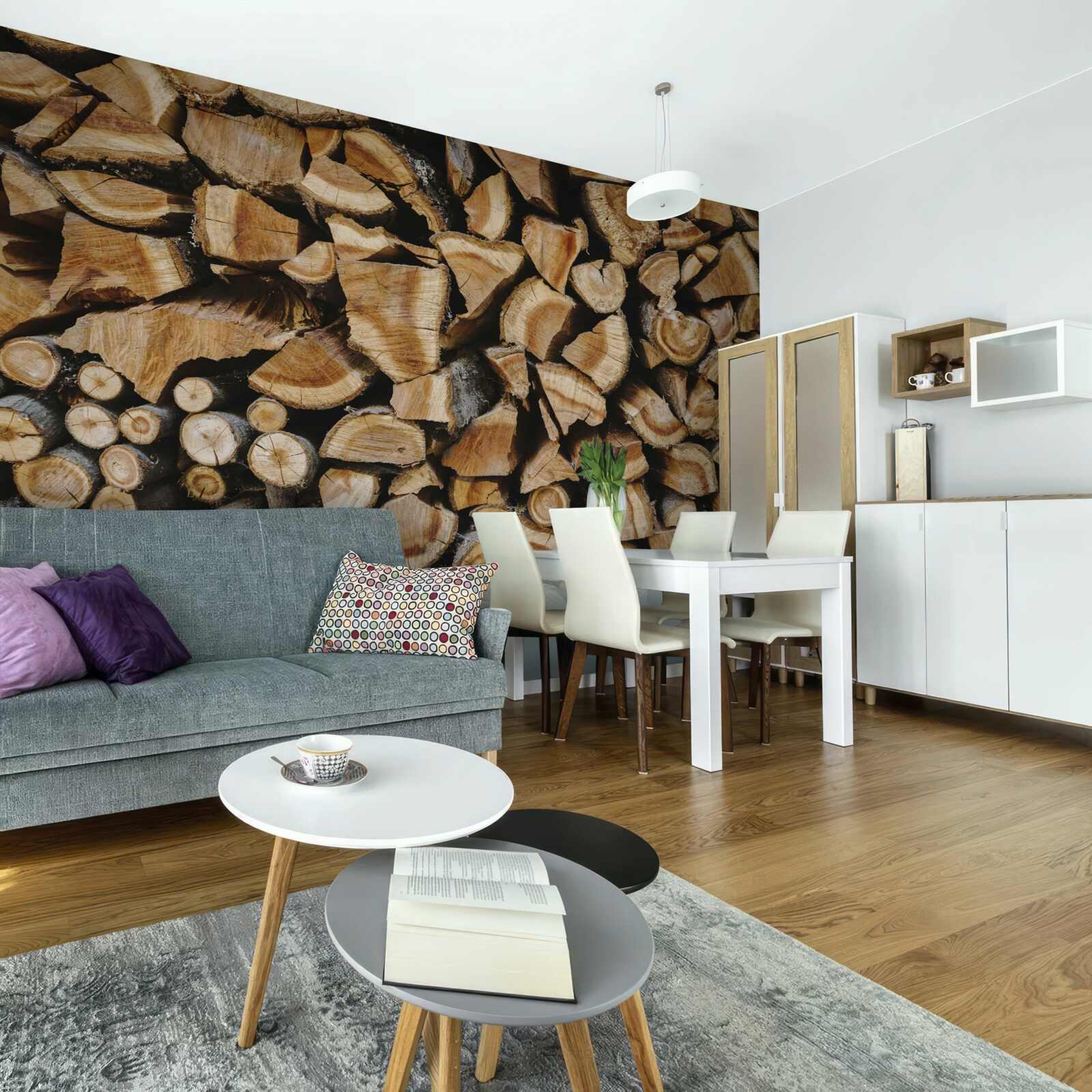 Fototapet bucăți de lemn puse împreună