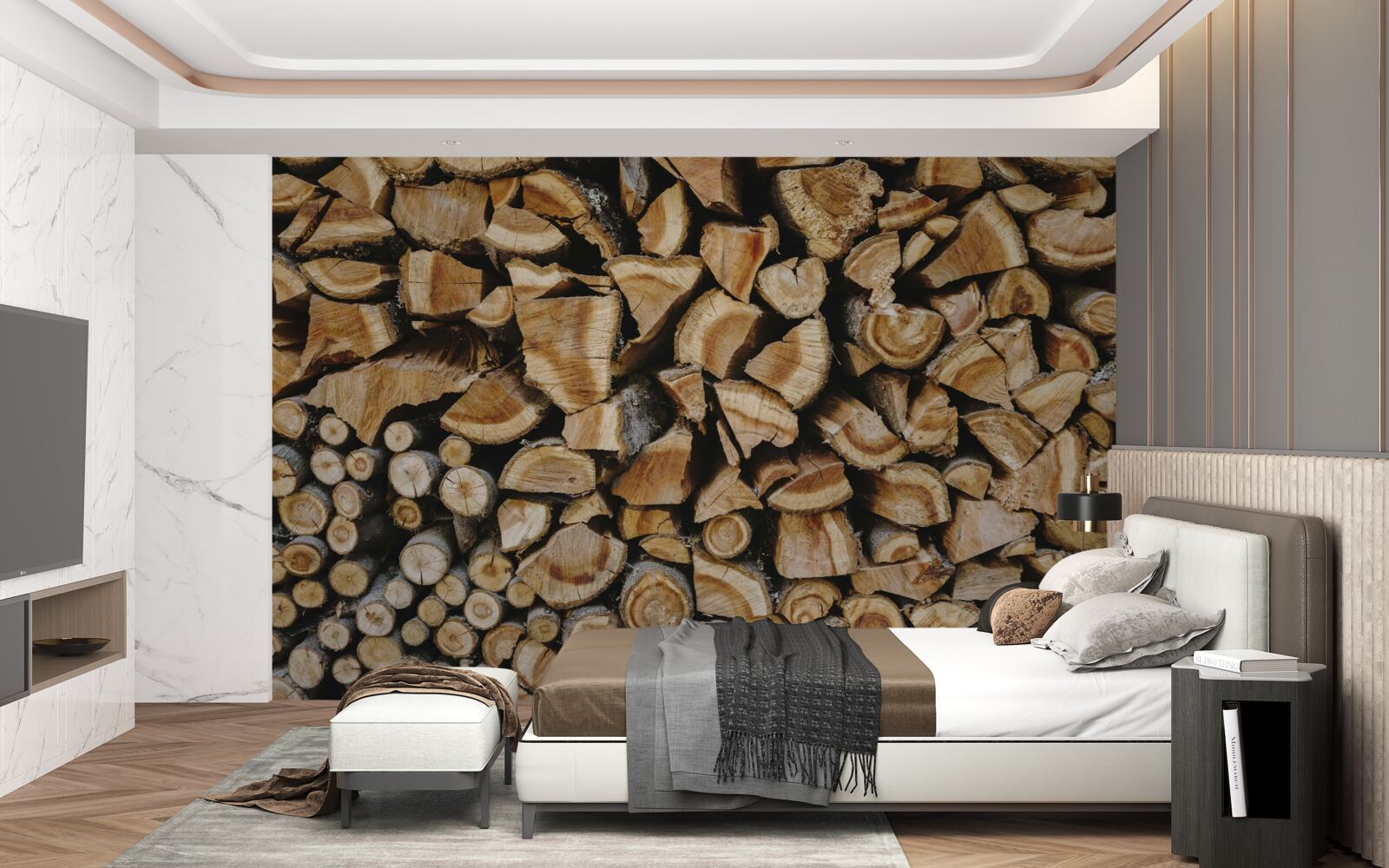 Fototapet bucăți de lemn puse împreună