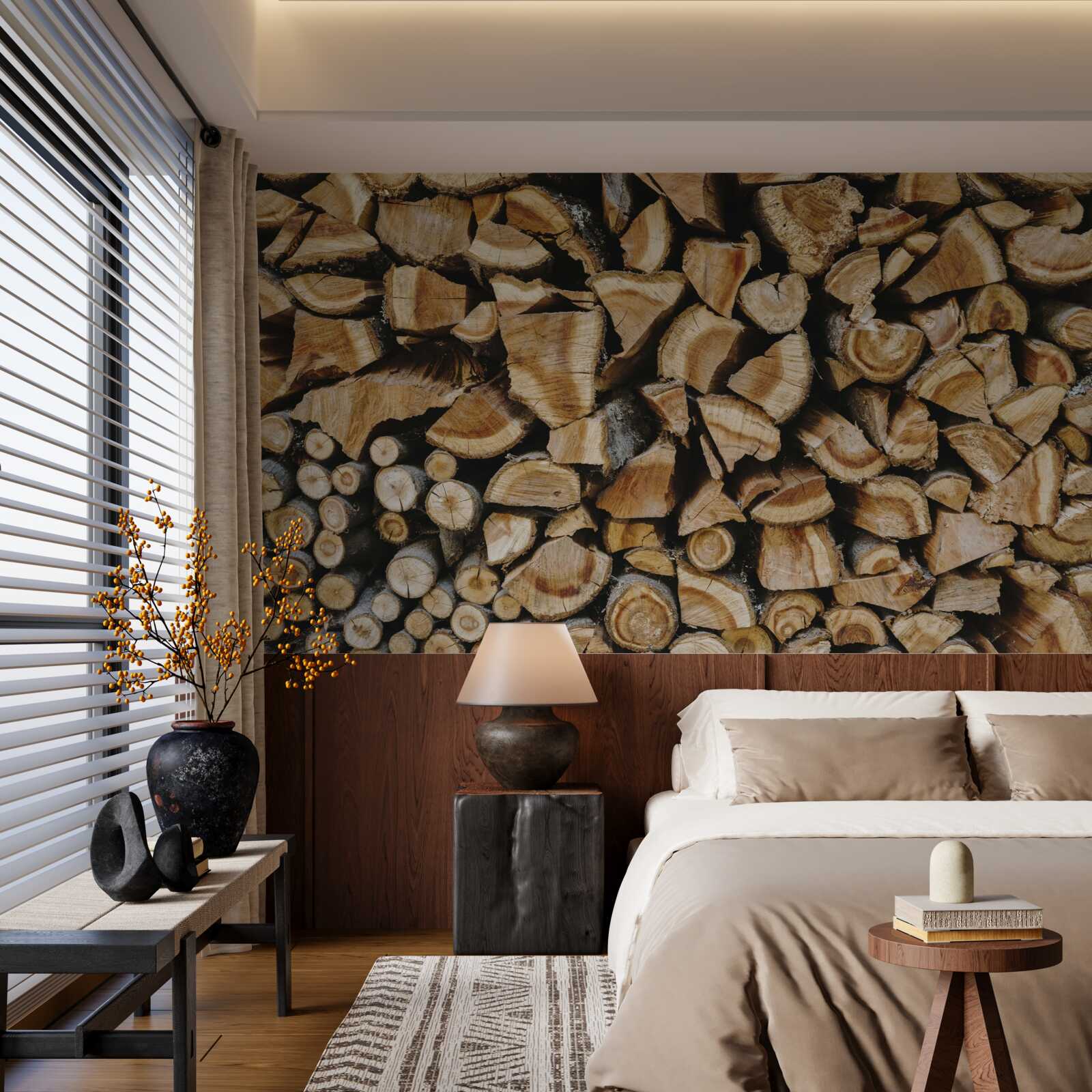 Fototapet bucăți de lemn puse împreună