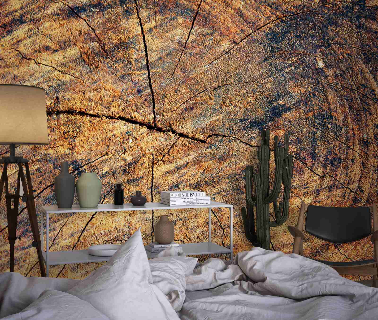 Fototapet Lanțuri de viață de copac pe un trunchi tăiat