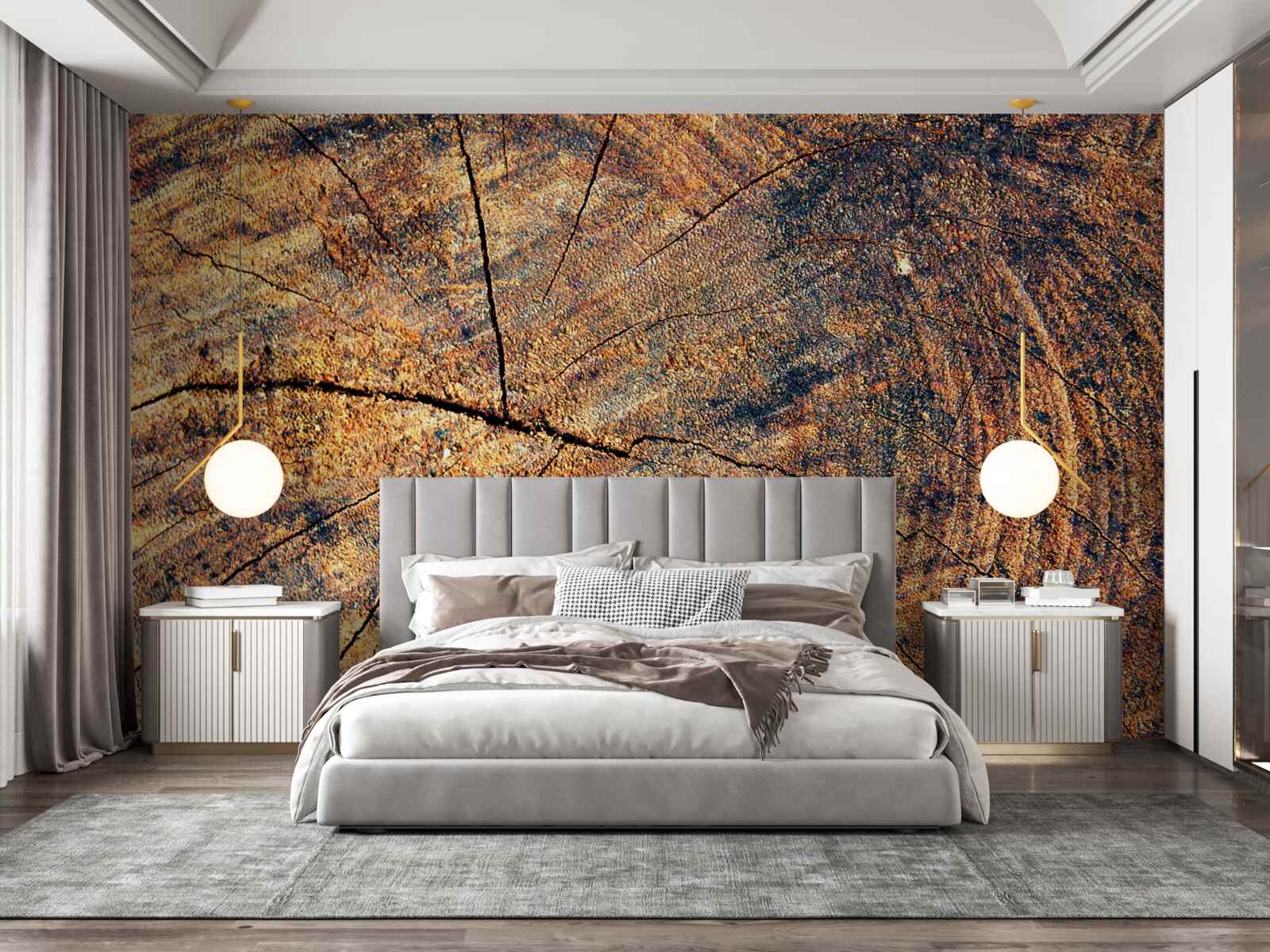 Fototapet Lanțuri de viață de copac pe un trunchi tăiat