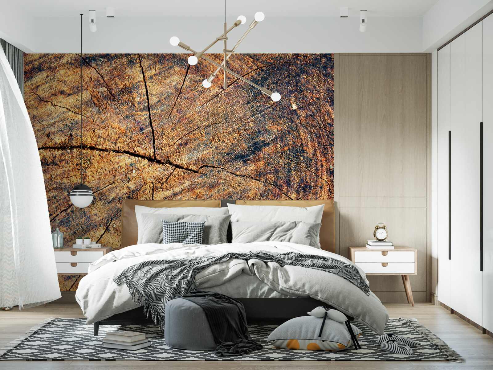 Fototapet Lanțuri de viață de copac pe un trunchi tăiat