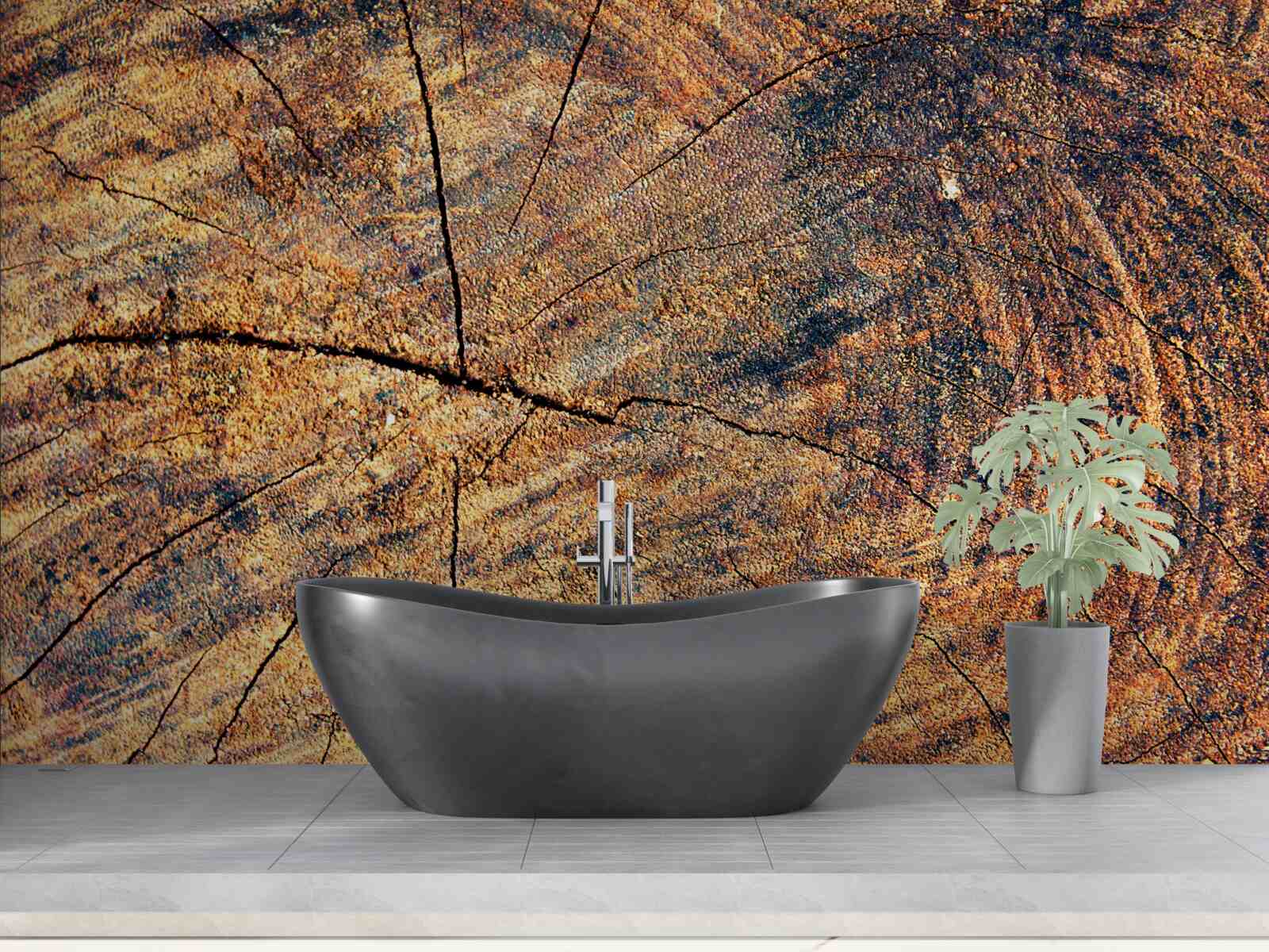 Fototapet Lanțuri de viață de copac pe un trunchi tăiat