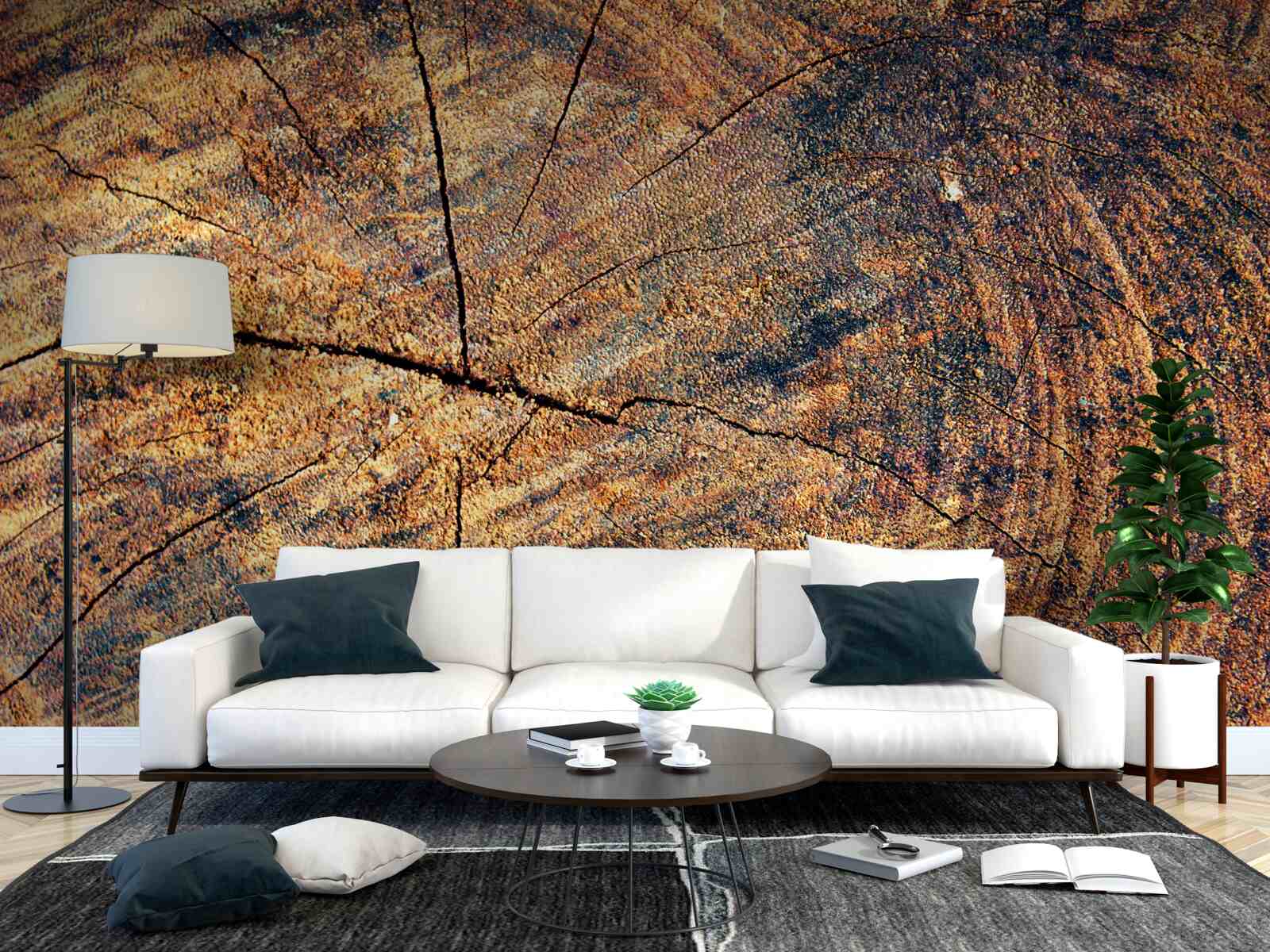 Fototapet Lanțuri de viață de copac pe un trunchi tăiat