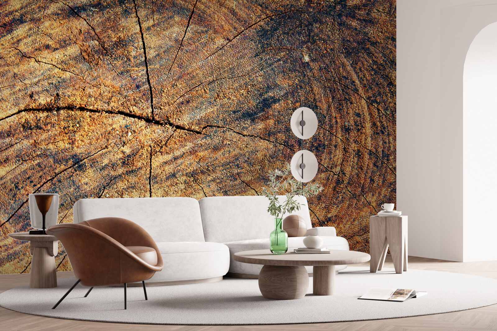 Fototapet Lanțuri de viață de copac pe un trunchi tăiat