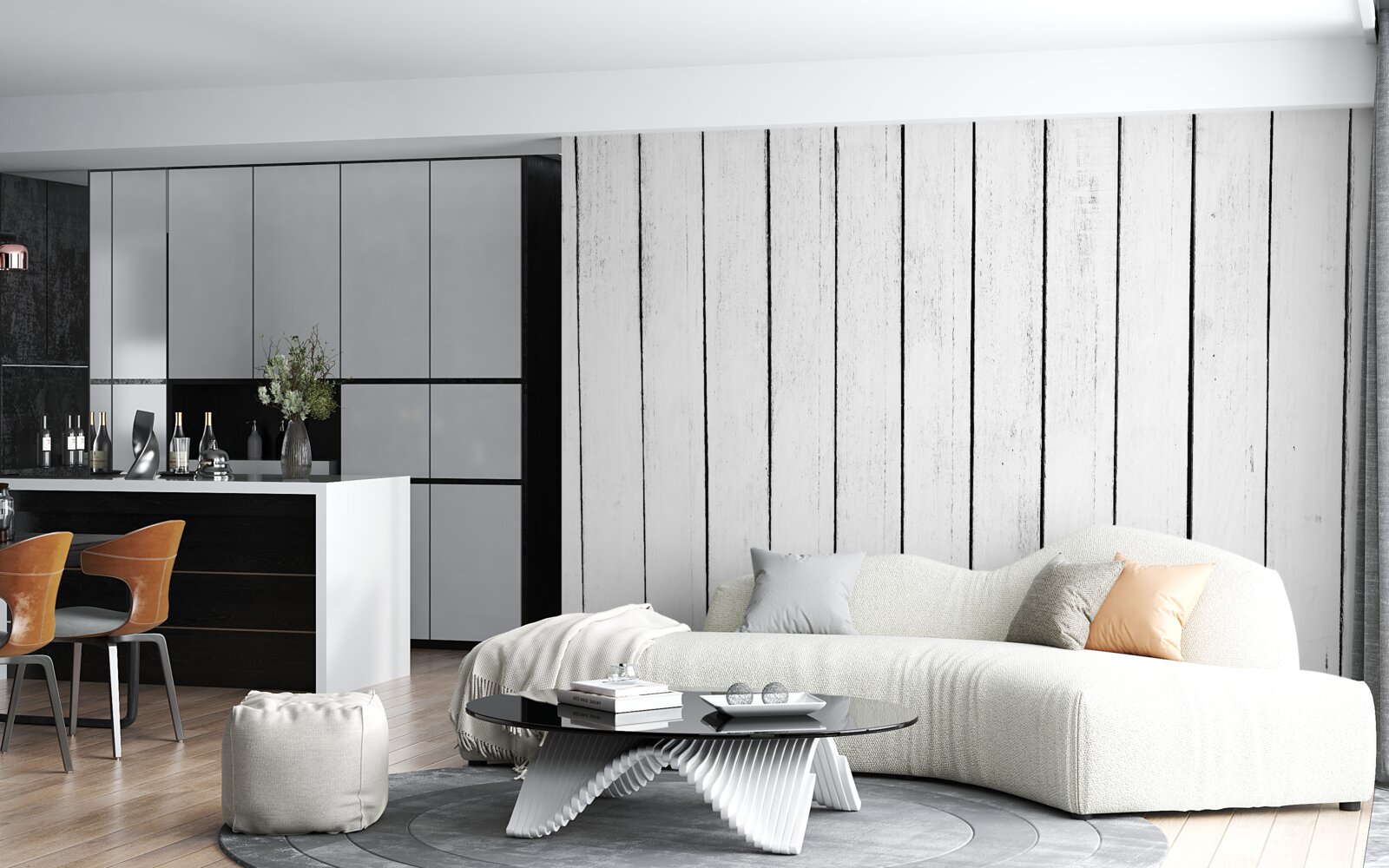 Fototapet placa de parchet alb