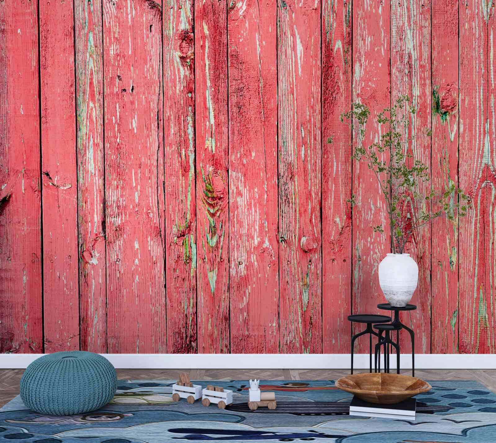 Fototapet gard vopsit roz