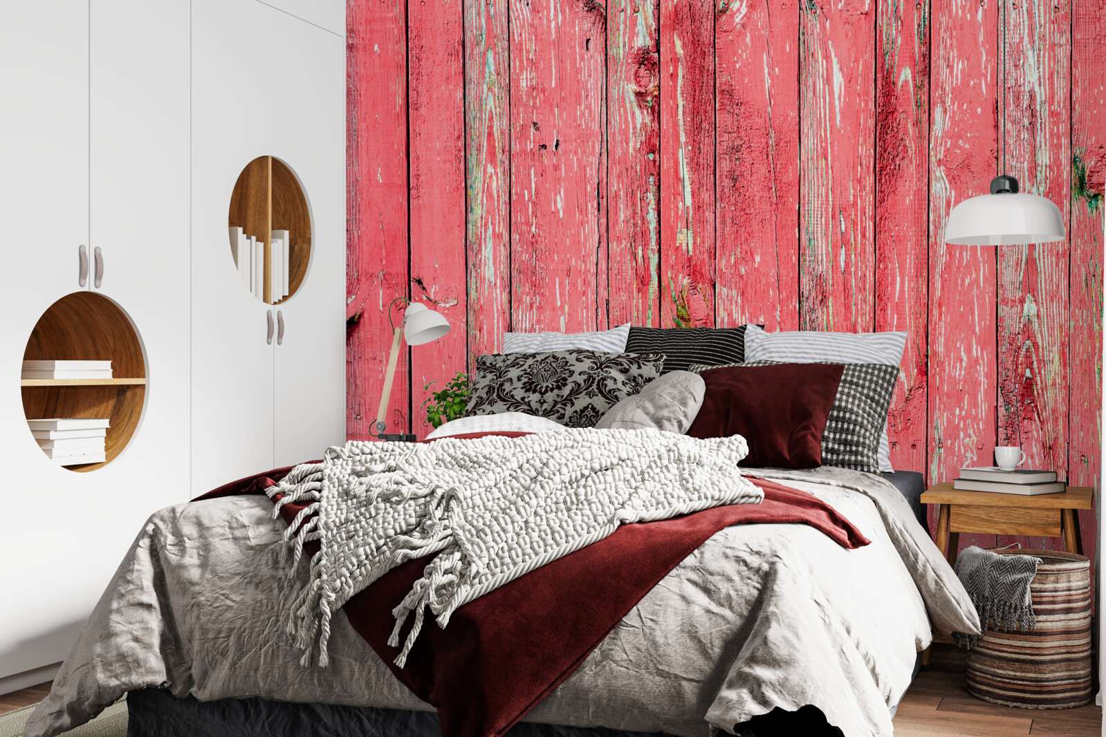 Fototapet gard vopsit roz