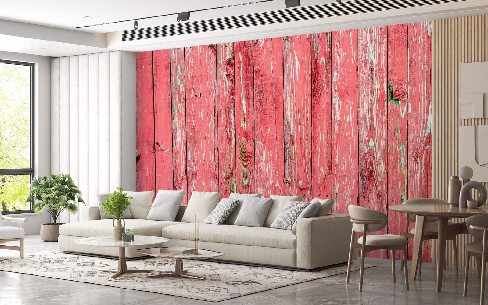 Fototapet gard vopsit roz