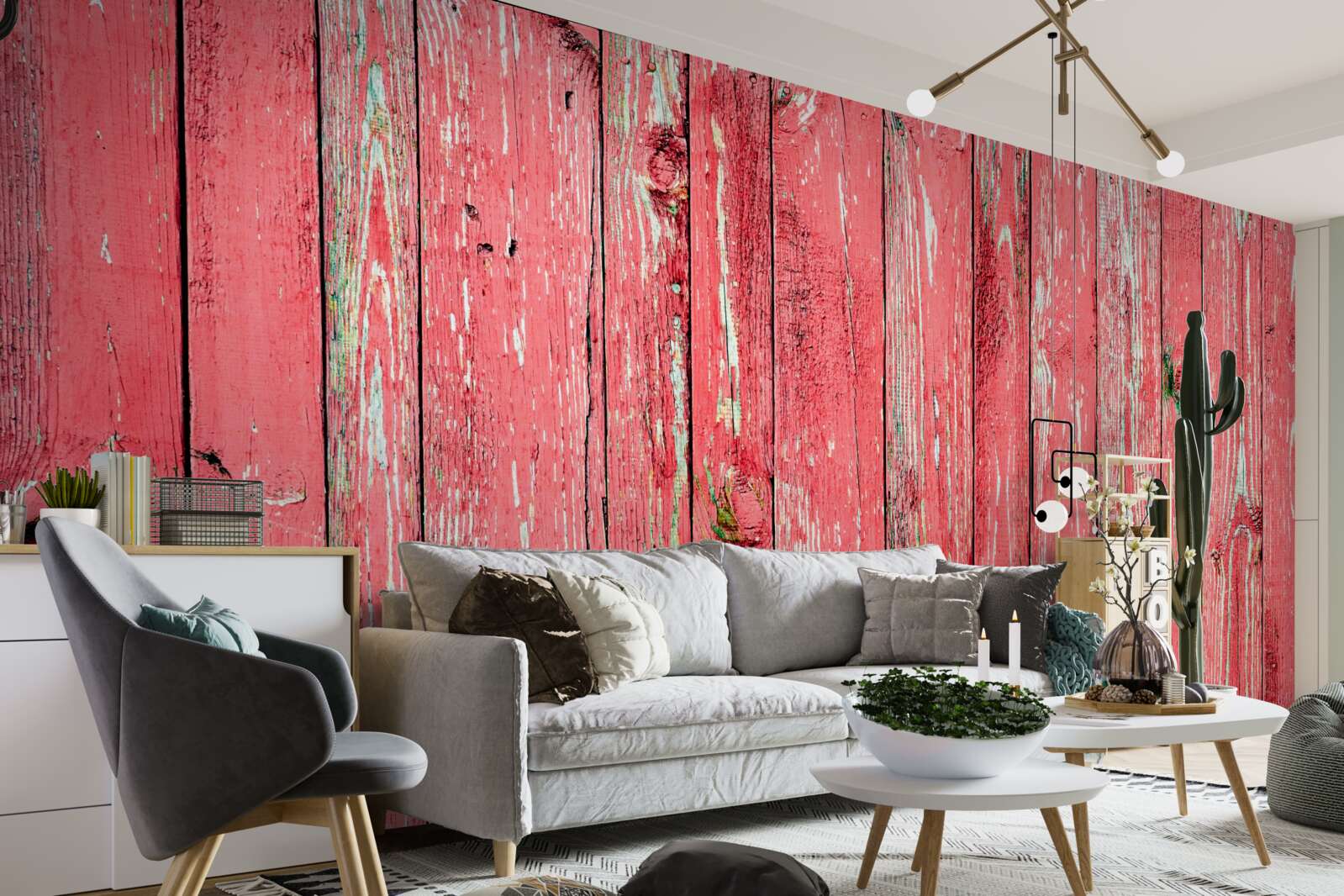 Fototapet gard vopsit roz