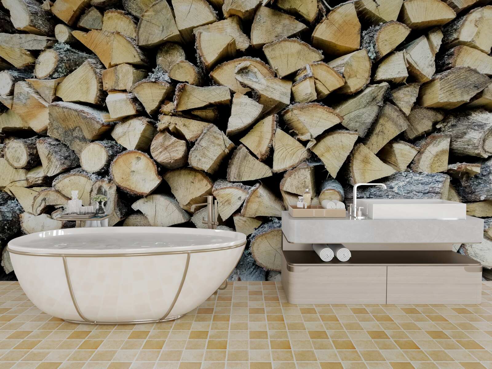 Fototapet blocuri din deșeuri de lemn