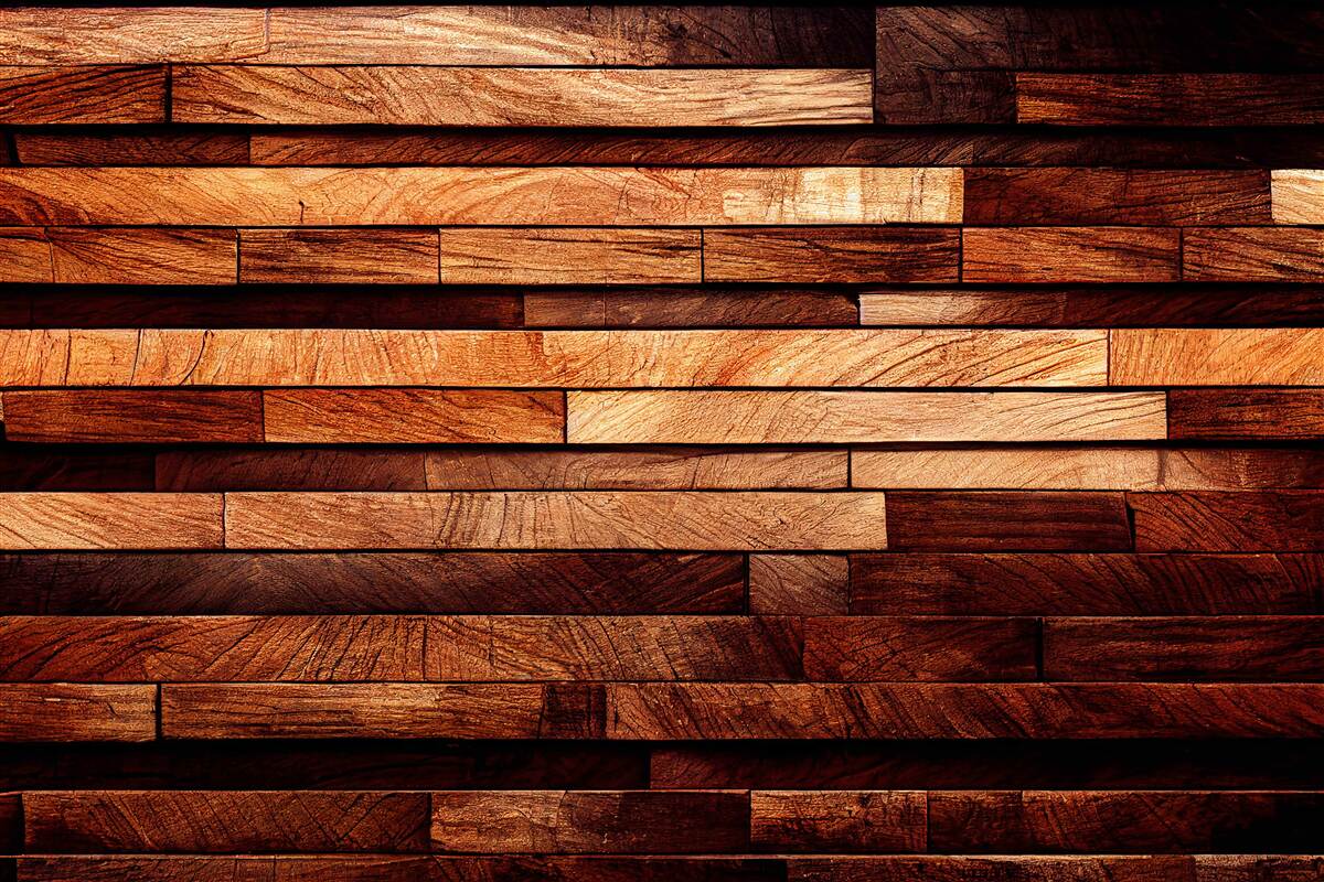 Fototapet perete din lemn asamblat din grinzi