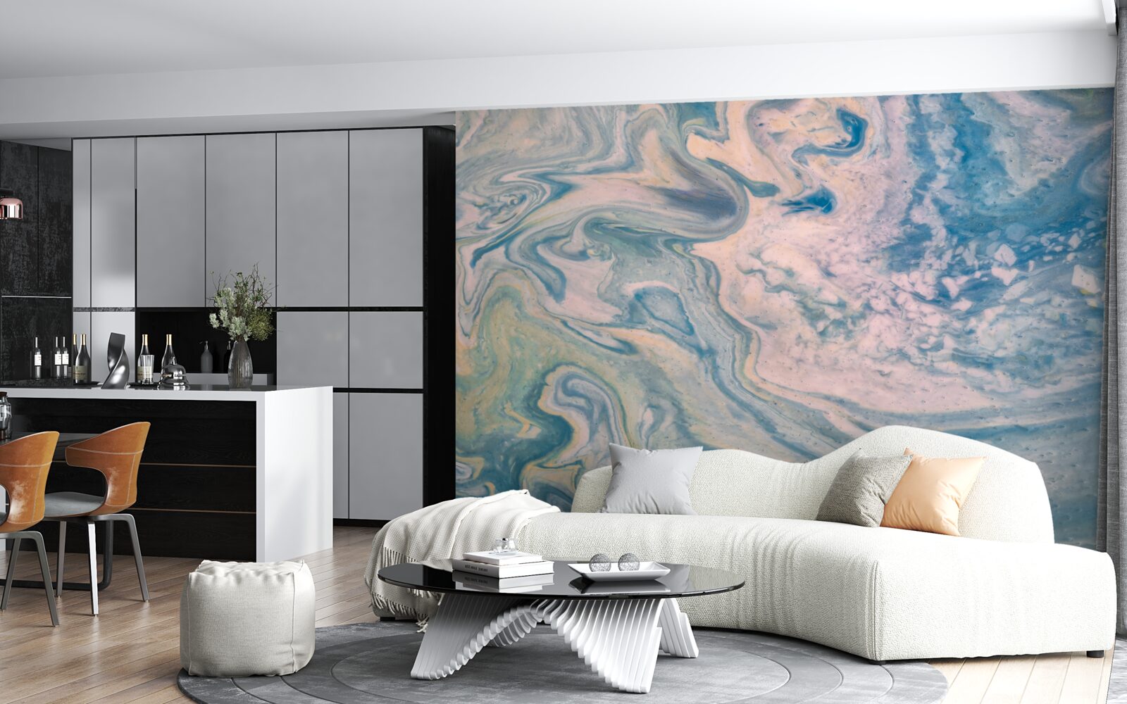 Fototapet linii abstracte multicolore care urmează traiectorii netede