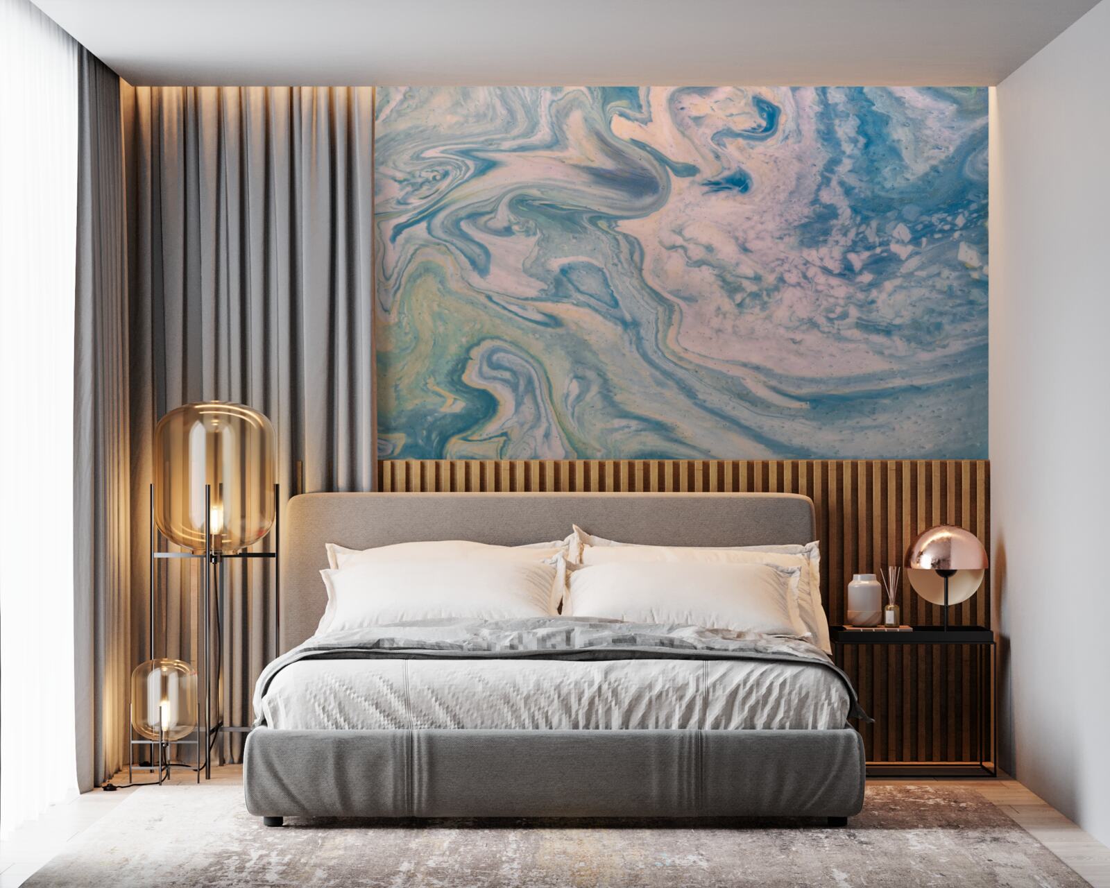 Fototapet linii abstracte multicolore care urmează traiectorii netede