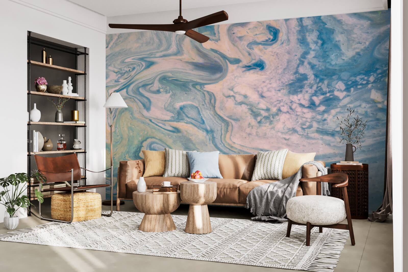 Fototapet linii abstracte multicolore care urmează traiectorii netede