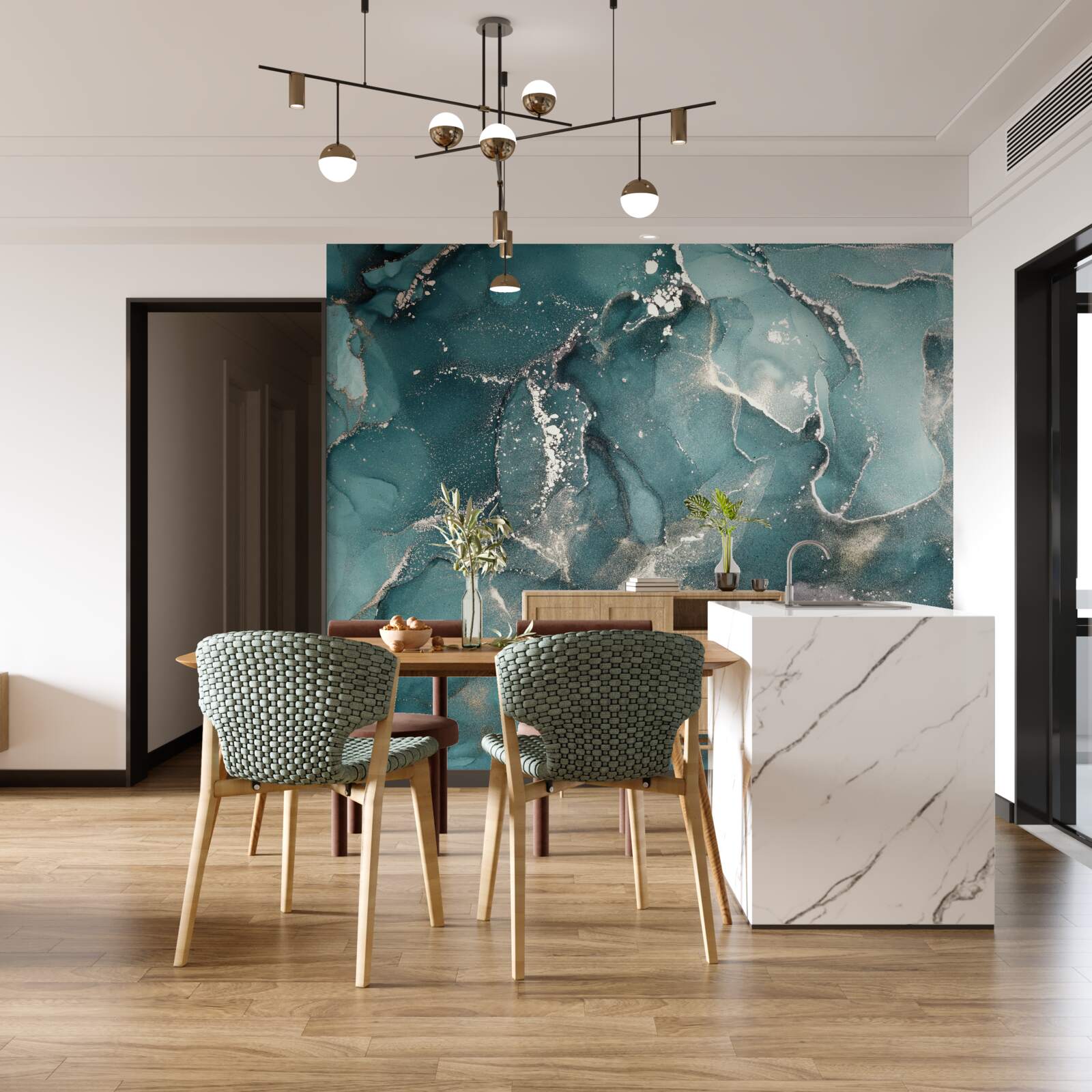 Fototapet lichid verde închis