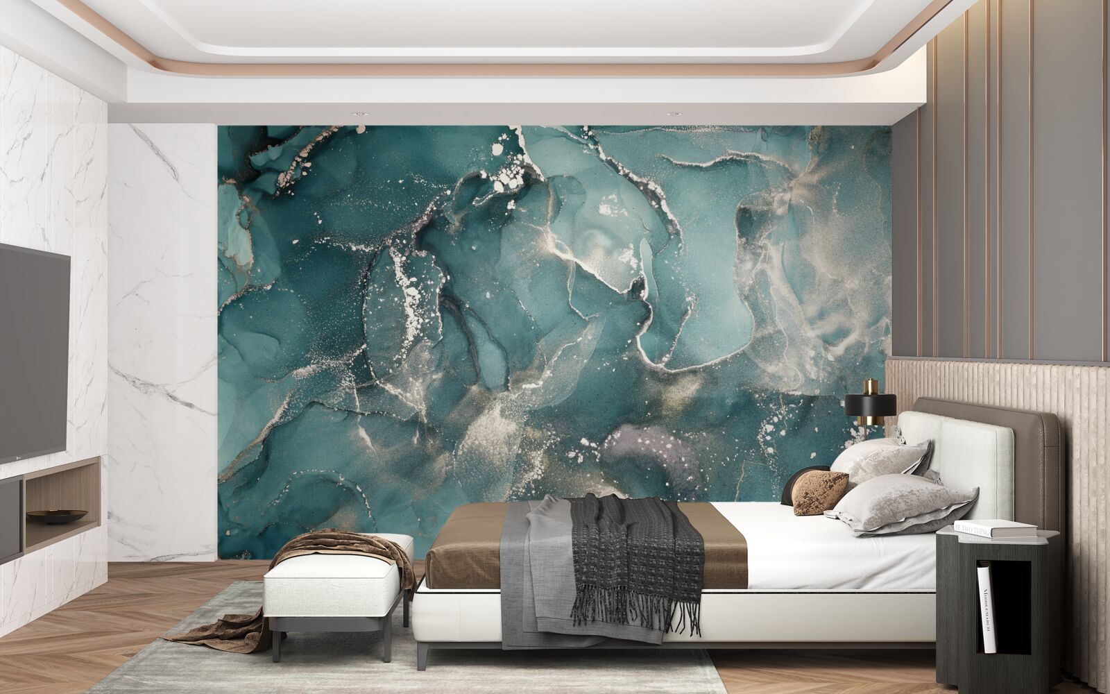 Fototapet lichid verde închis