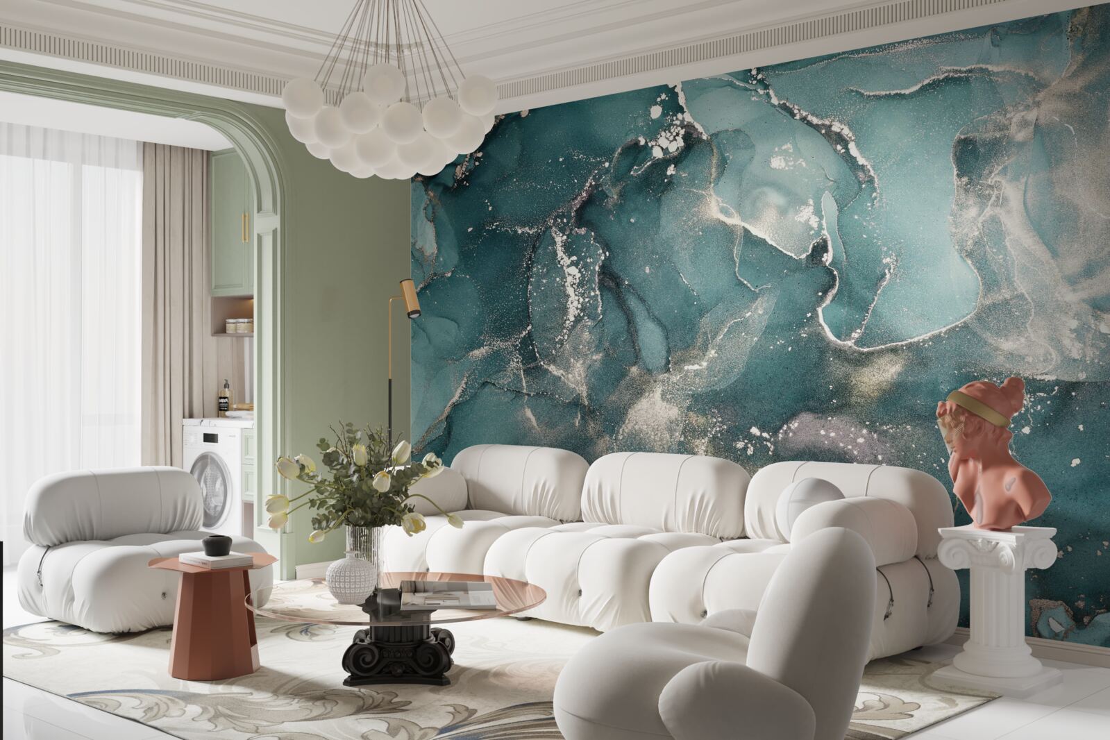 Fototapet lichid verde închis