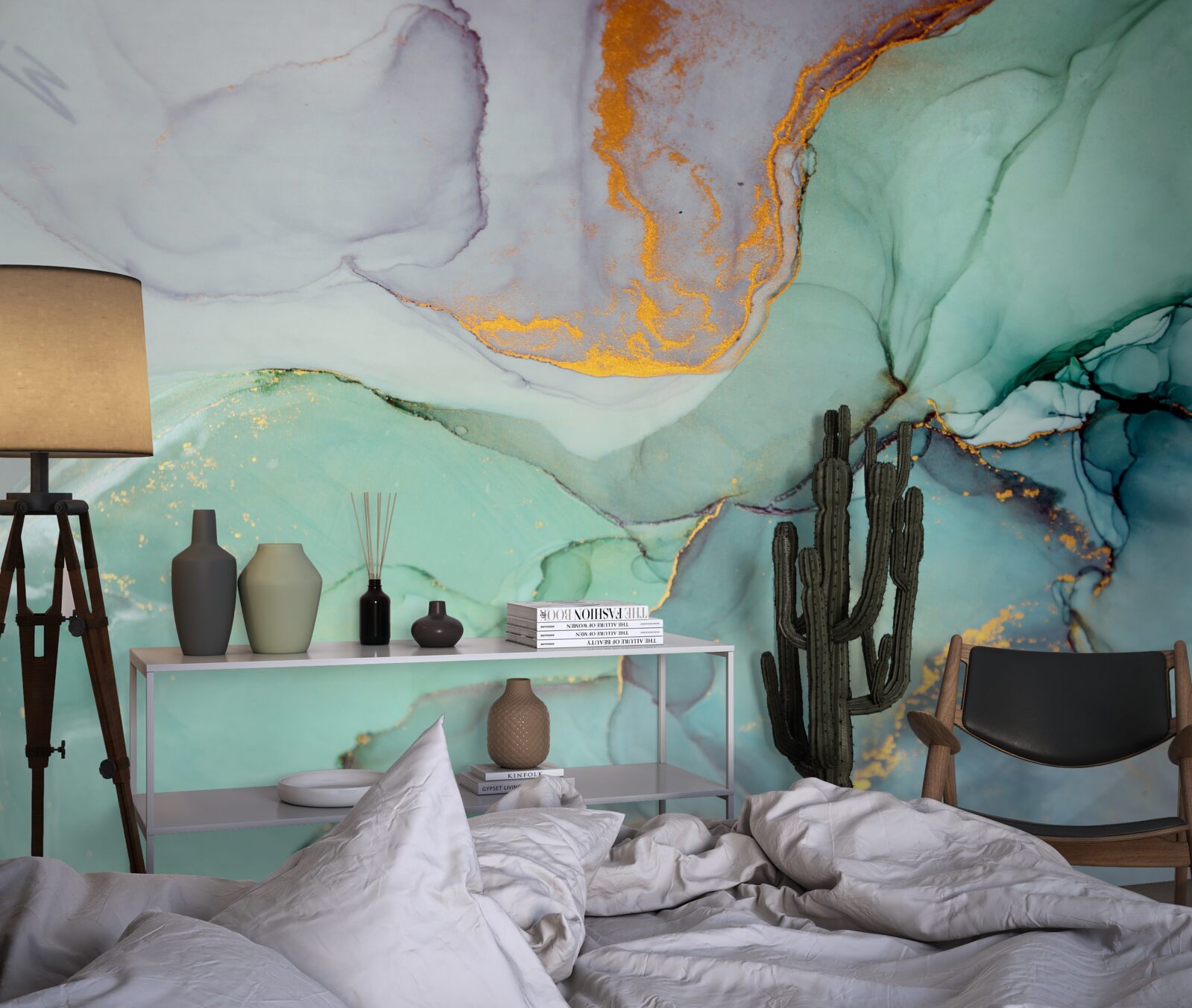 Fototapet nuanța turcoaz a designului