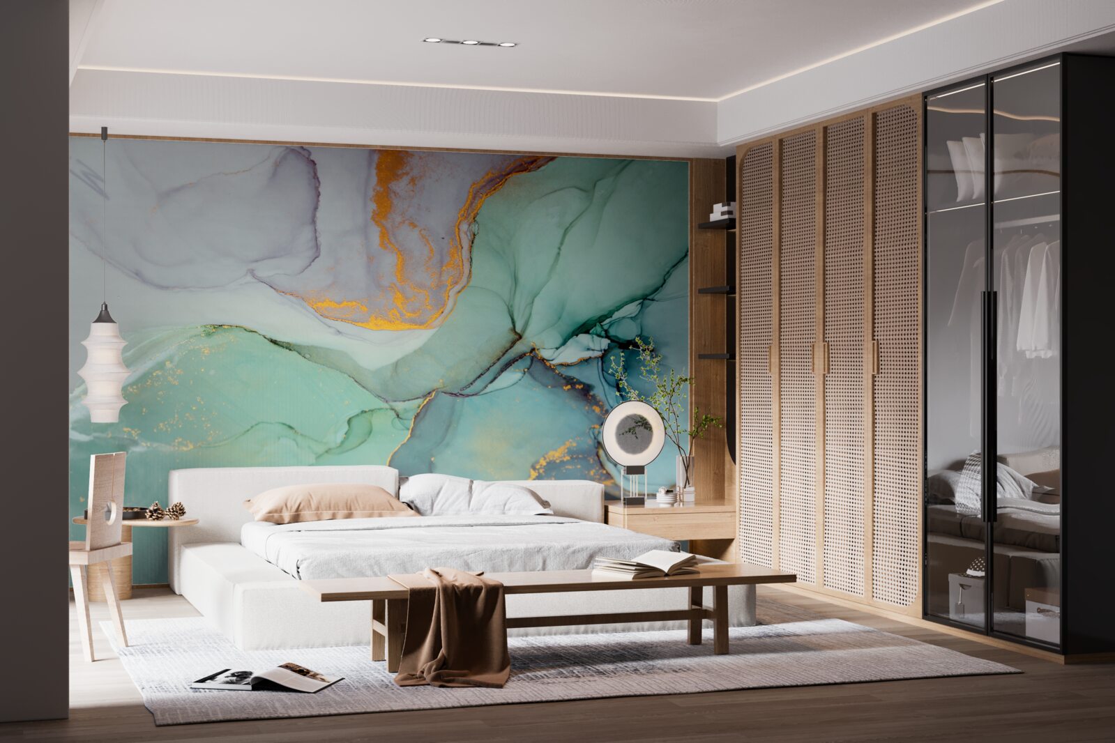 Fototapet nuanța turcoaz a designului