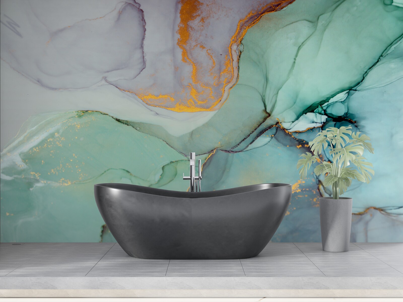 Fototapet nuanța turcoaz a designului