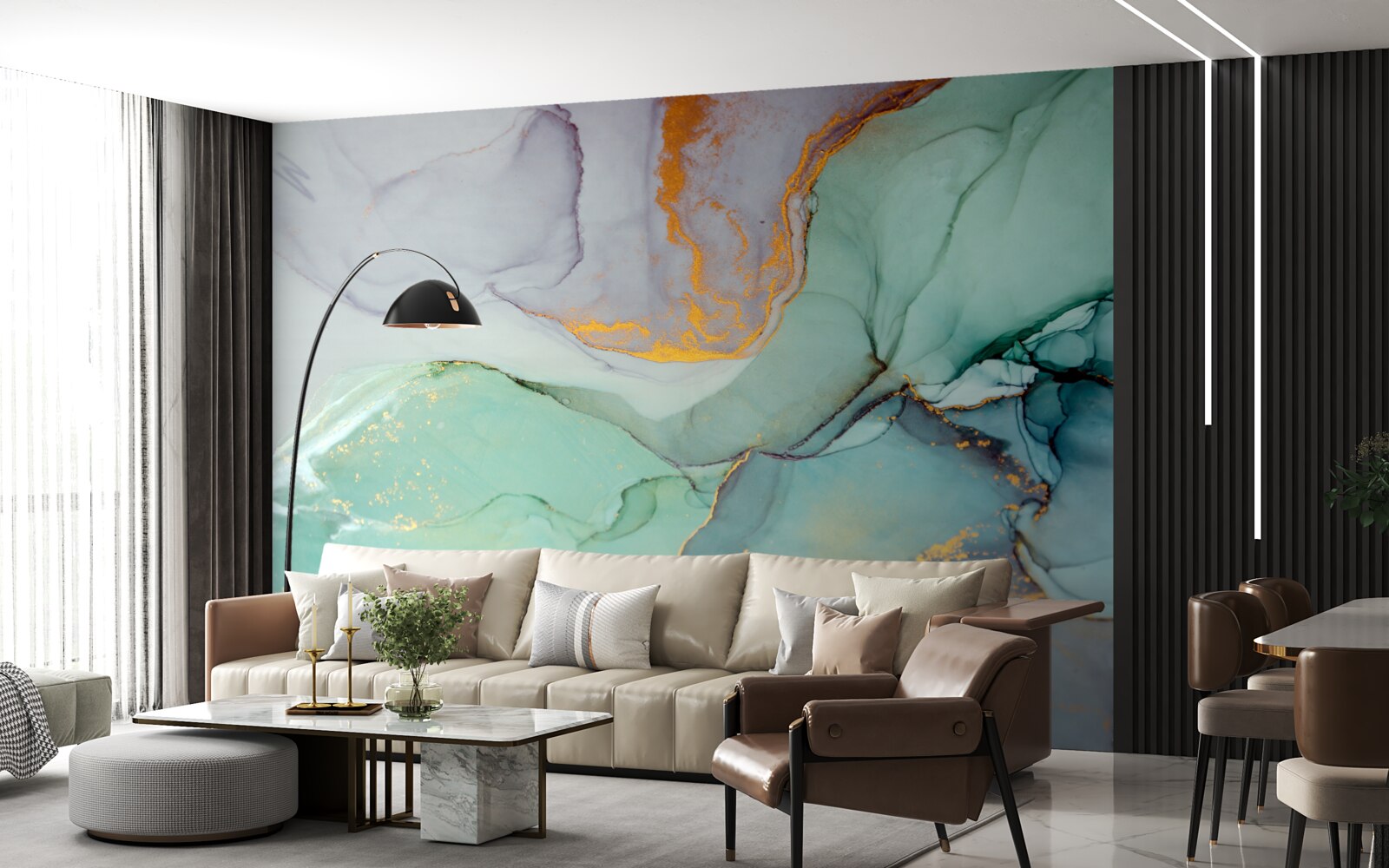 Fototapet nuanța turcoaz a designului