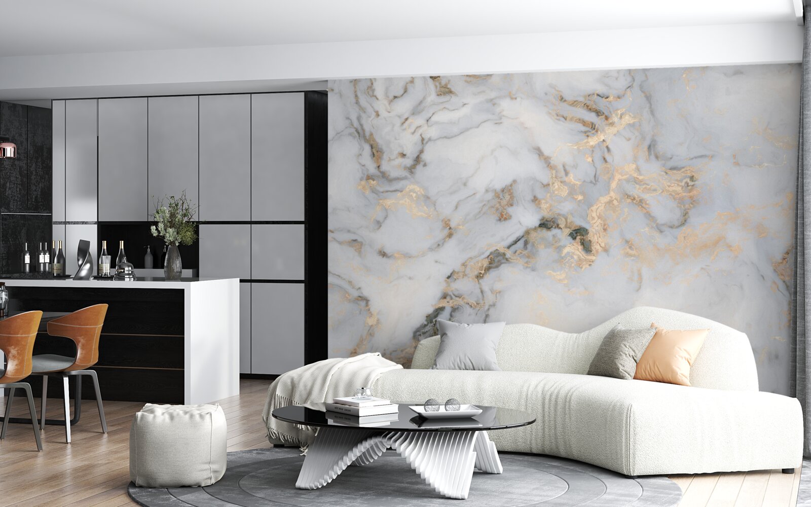 Fototapet marmură cu accent de malachit