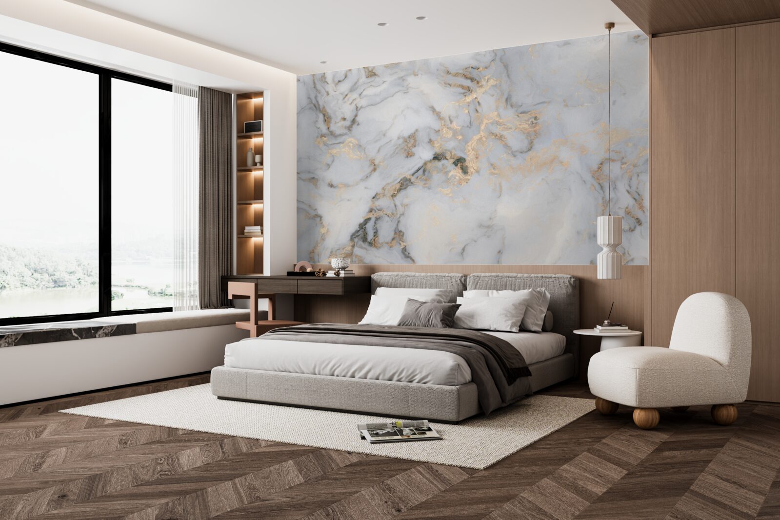 Fototapet marmură cu accent de malachit