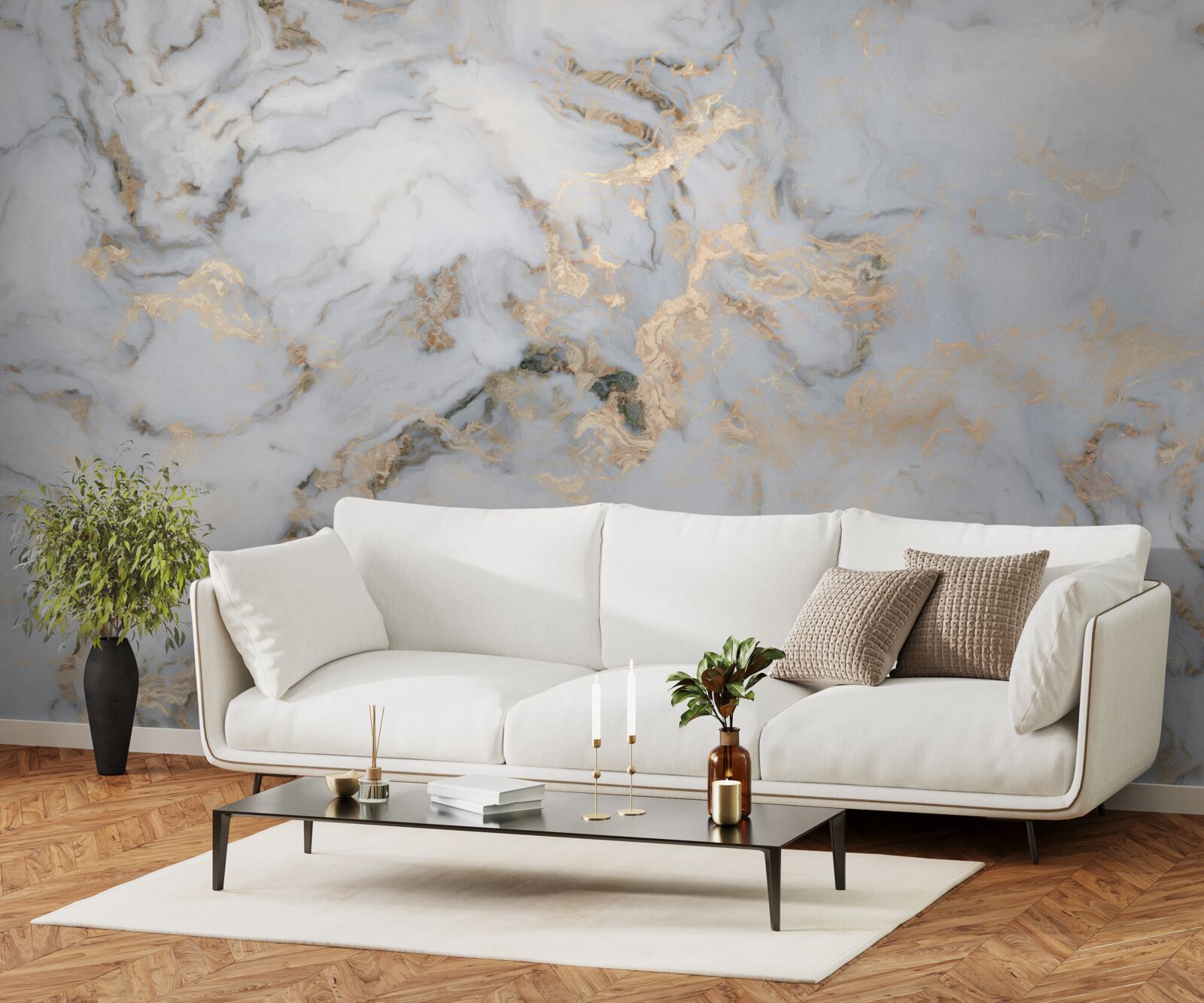 Fototapet marmură cu accent de malachit