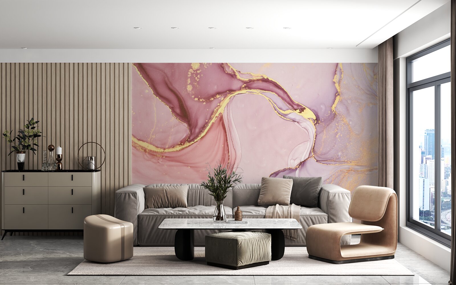 Fototapet lichid delicat într-o nuanță de roz violet