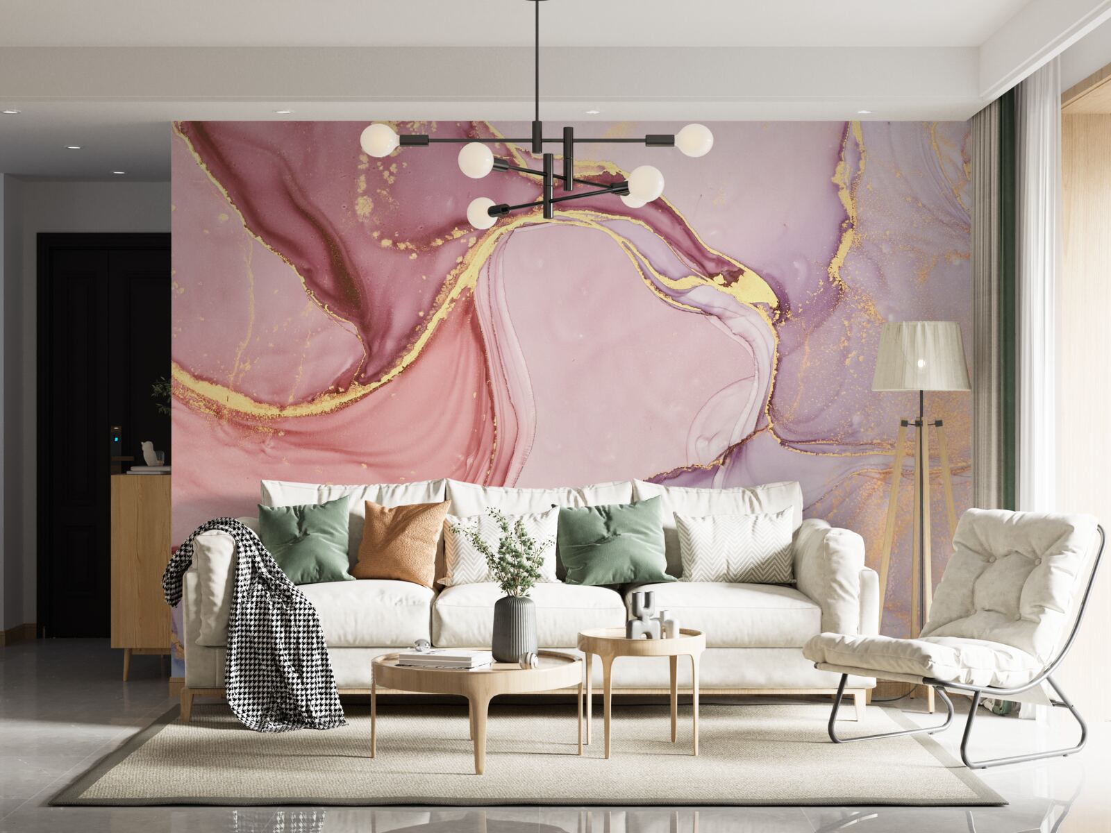 Fototapet lichid delicat într-o nuanță de roz violet