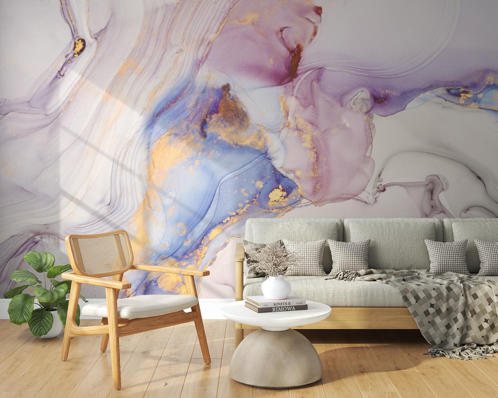 Fototapet fundal de marmură cu abajur pat acuarelă