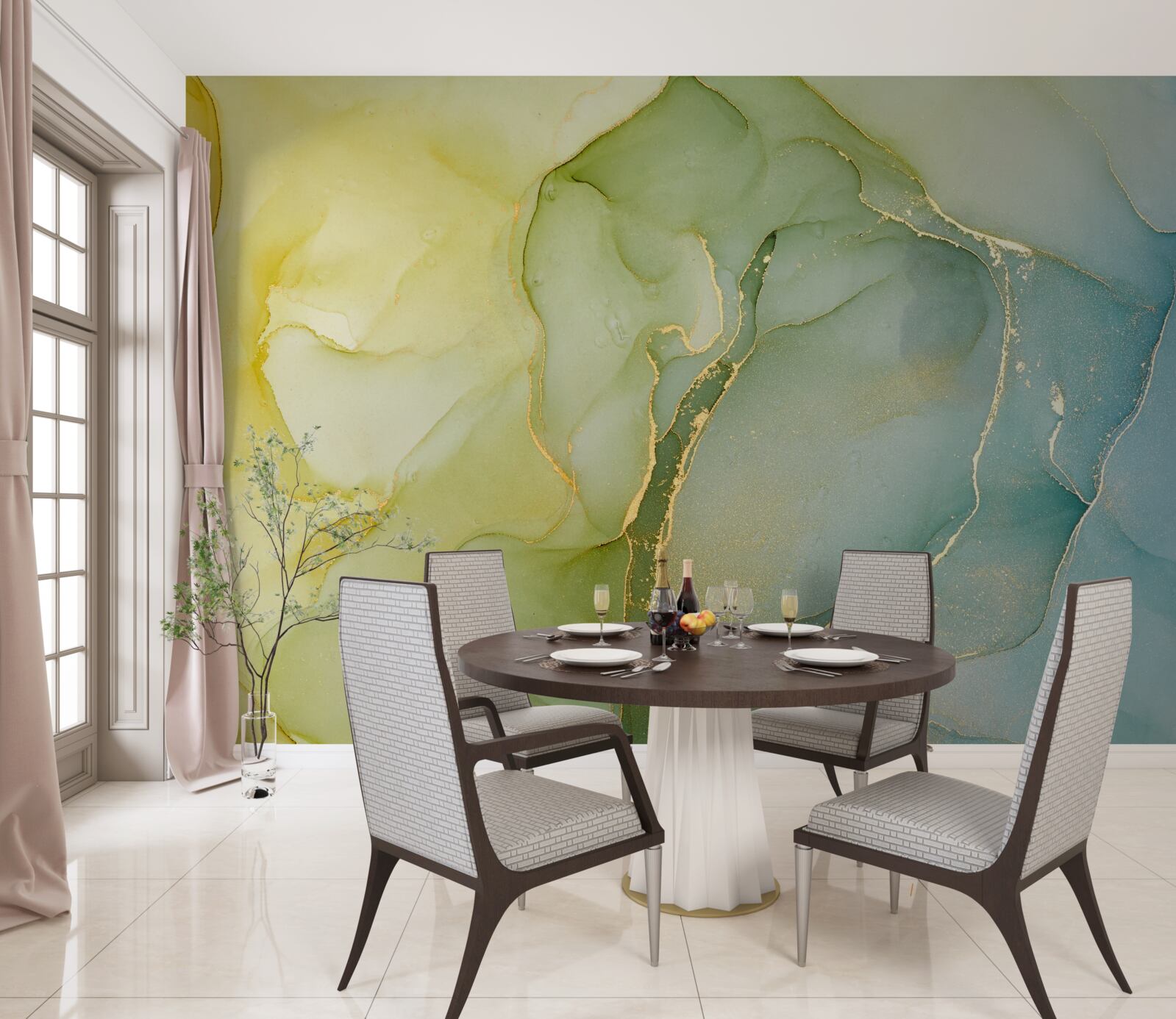 Fototapet fundal marmorat în nuanțe de mentă