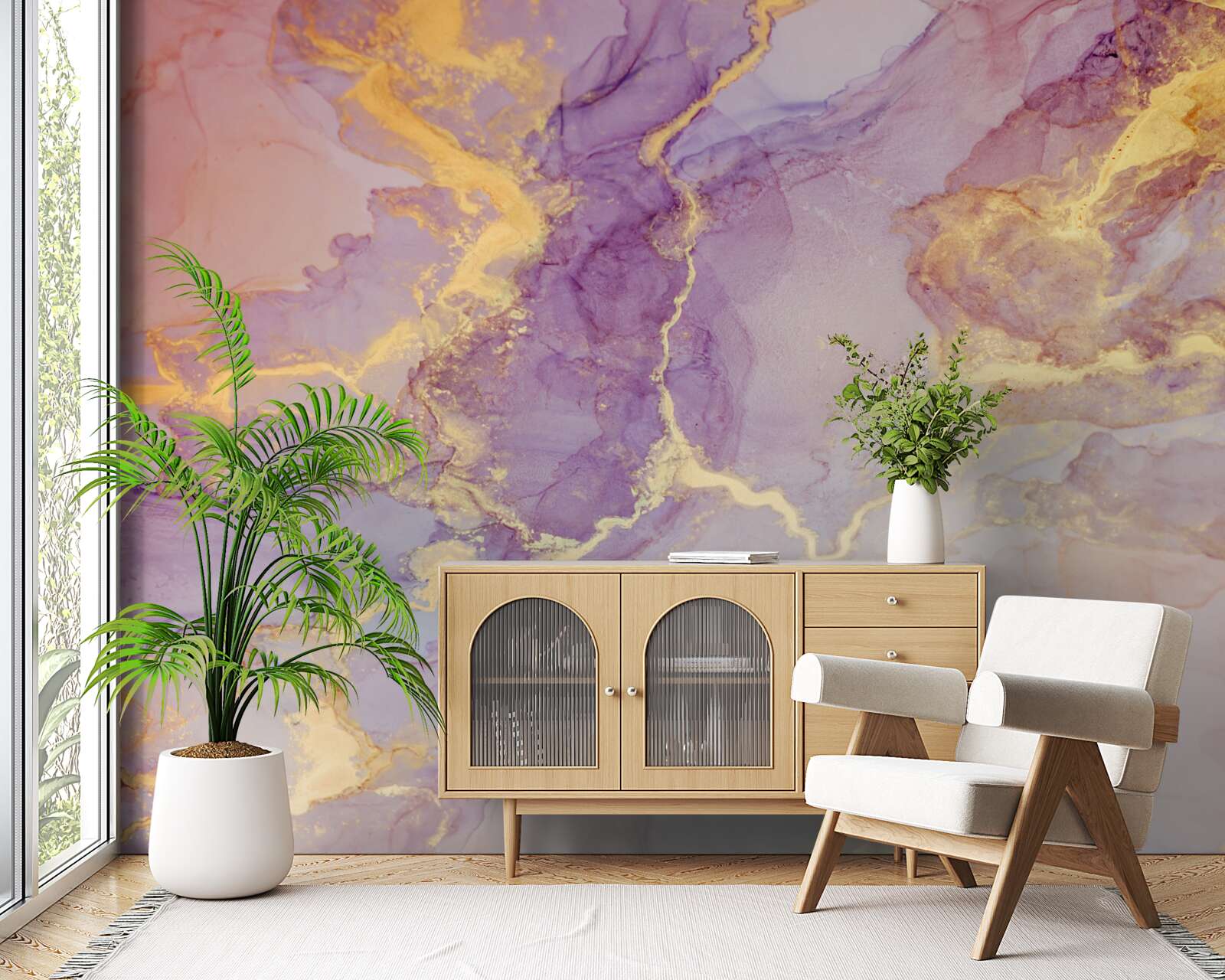 Fototapet lichid lila cu o nuanță aurie