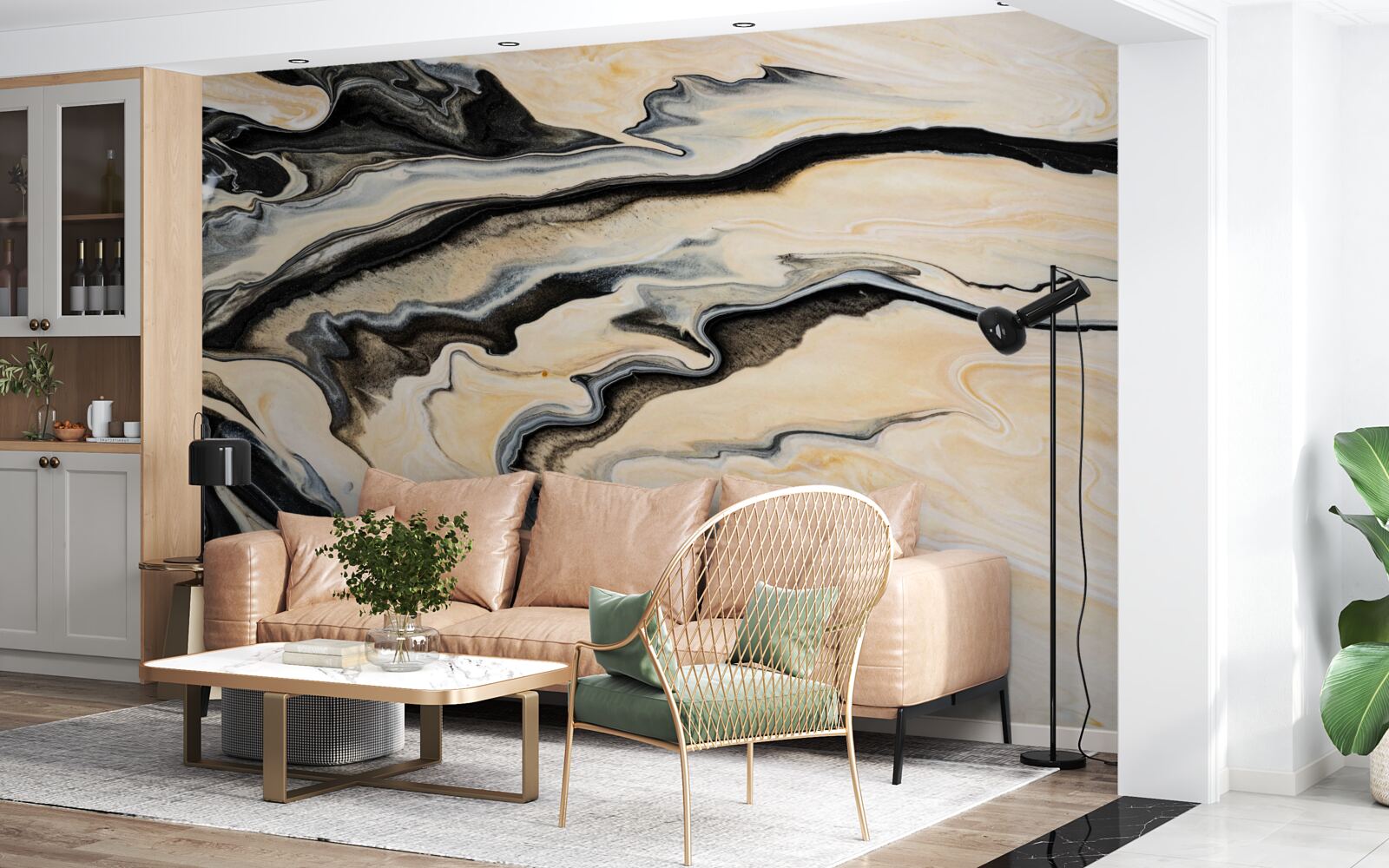 Fototapet fundal de marmură într-o nuanță de bej neted