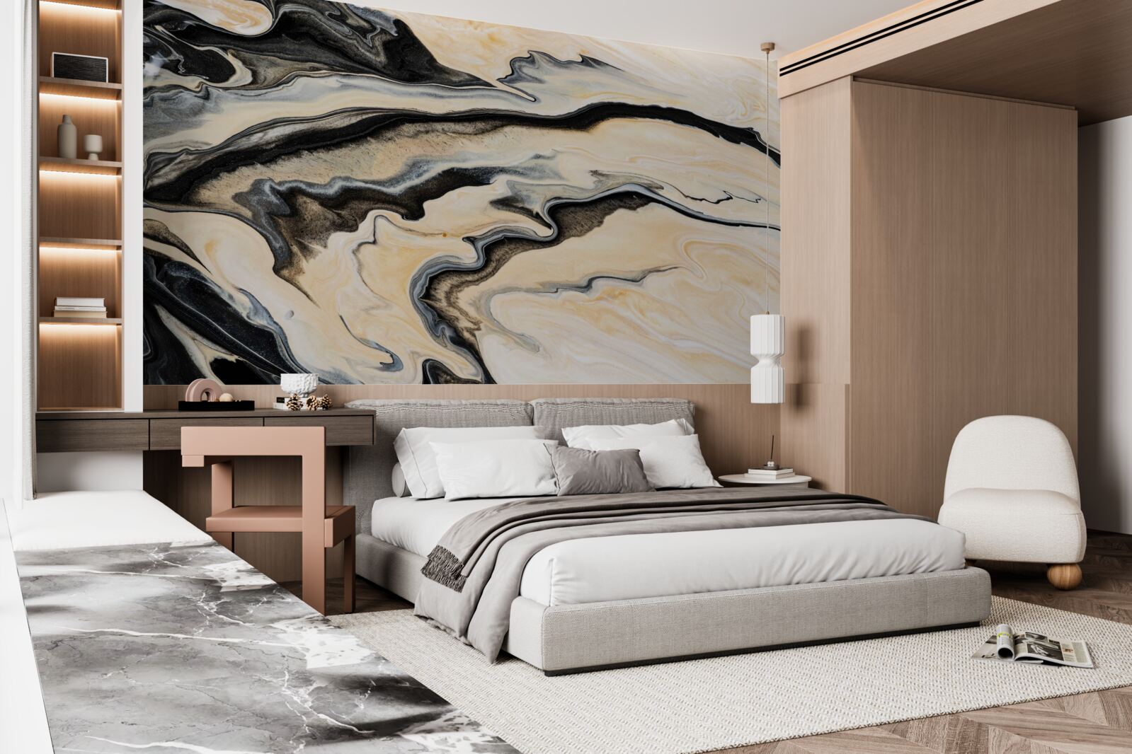 Fototapet fundal de marmură într-o nuanță de bej neted