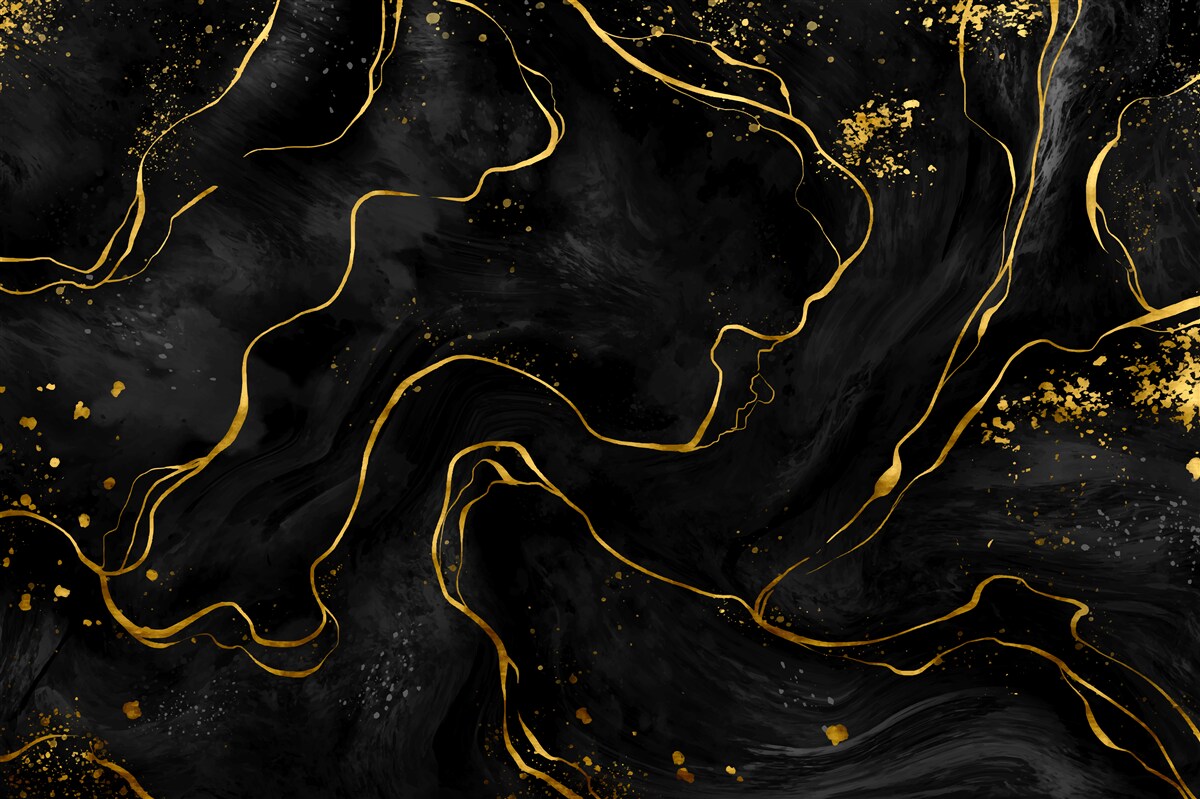 Fototapet fundal de marmură în nuanțe de negru și auriu