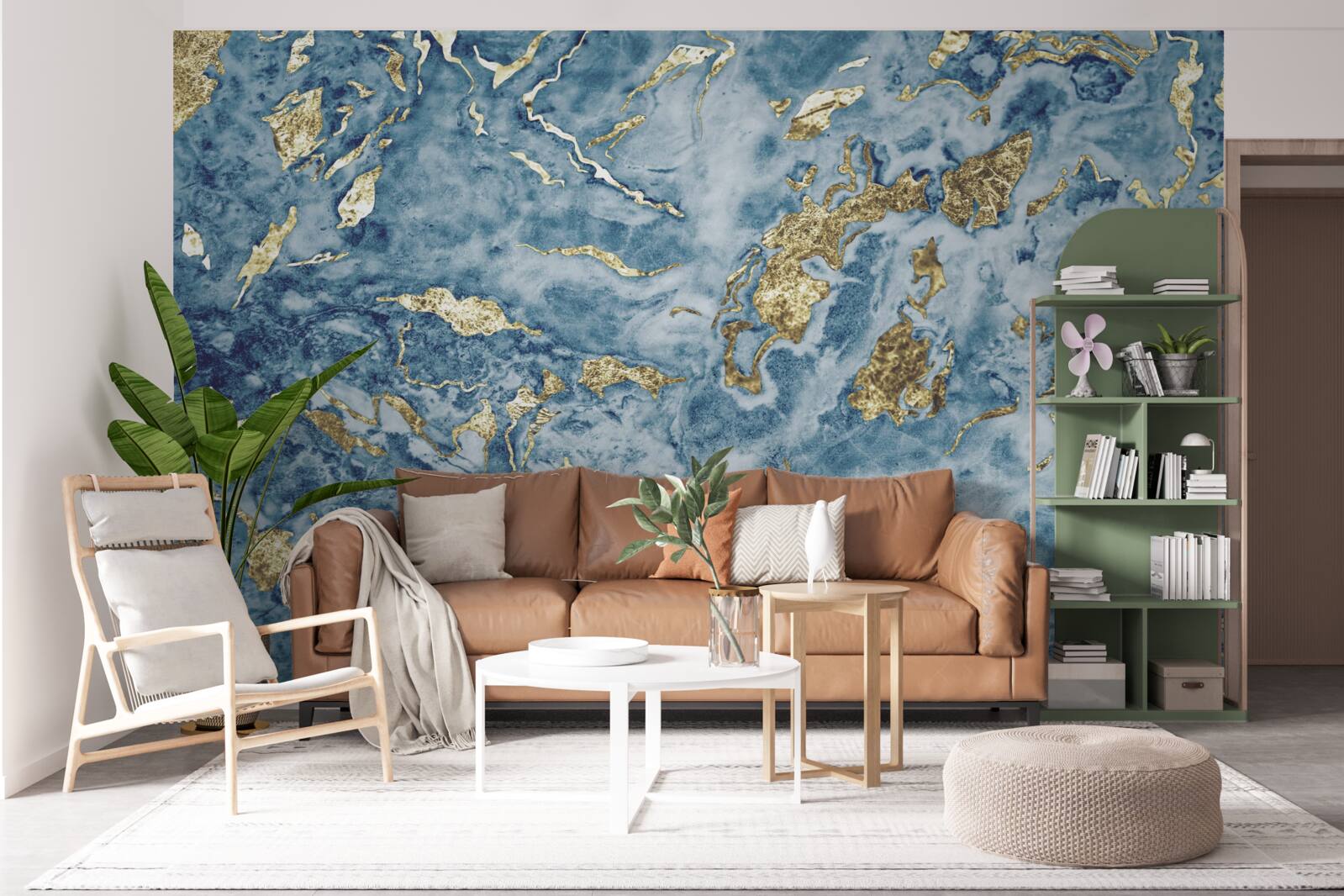 Fototapet marmură albastră cu nervuri aurii