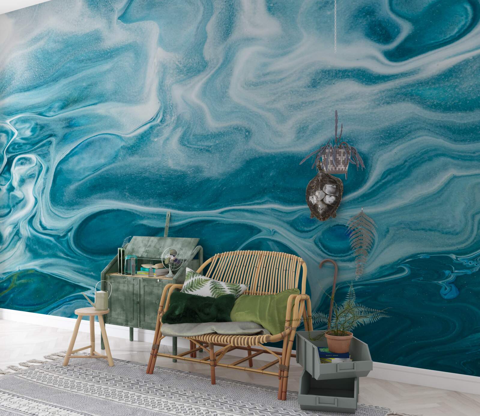 Fototapet nuanță subtilă turcoaz de marmură