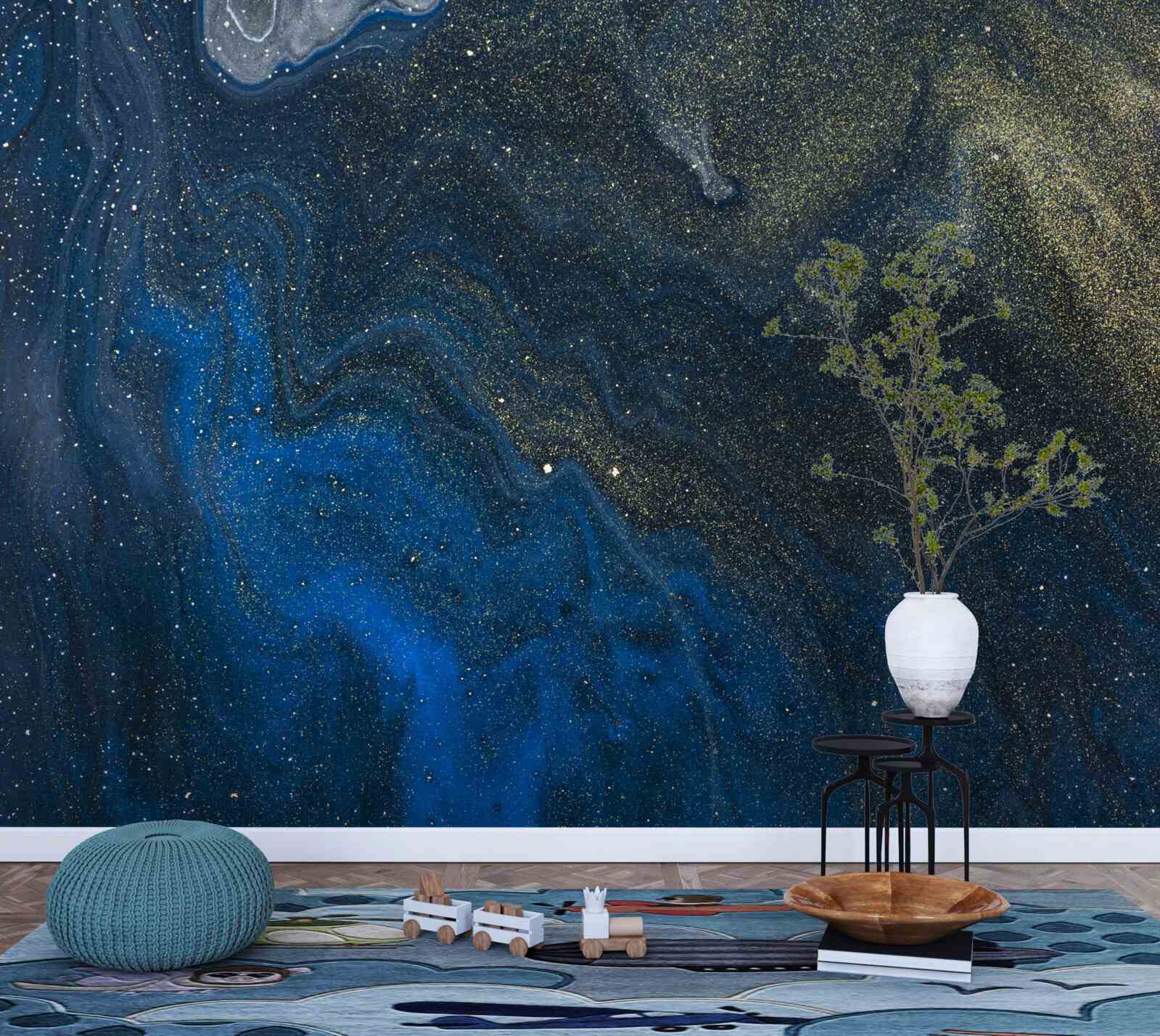 Fototapet praf albastru-auriu