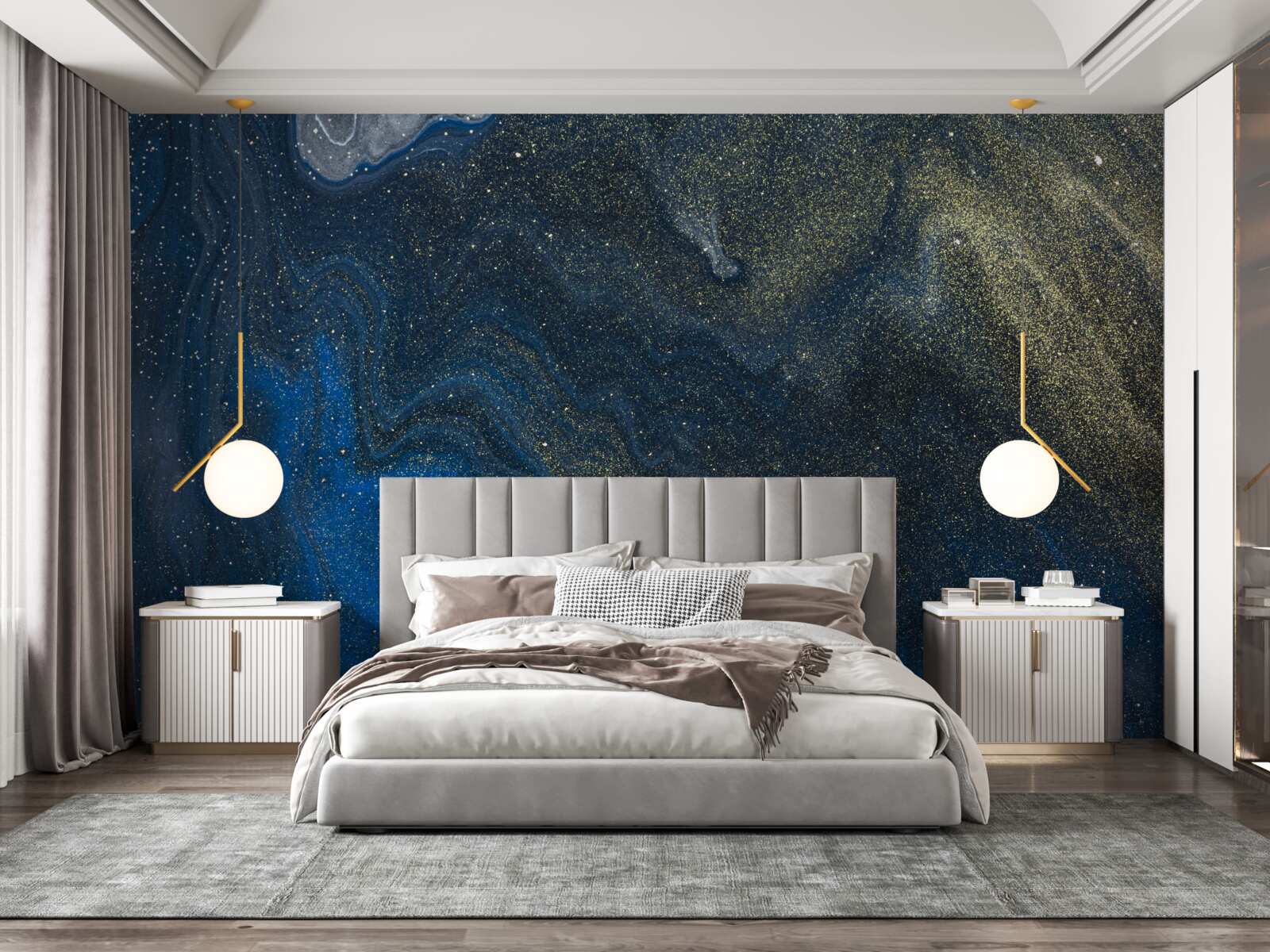 Fototapet praf albastru-auriu