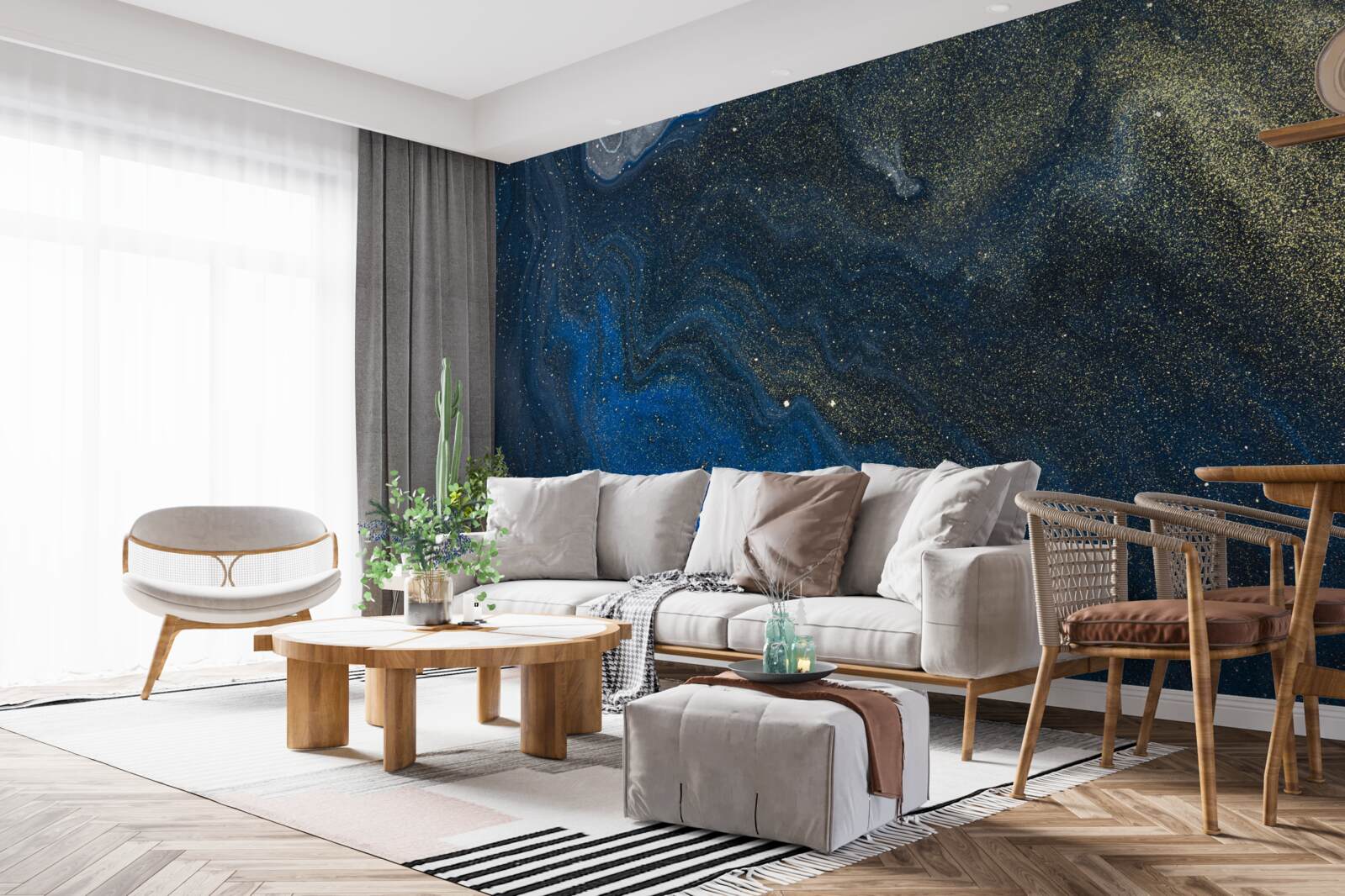 Fototapet praf albastru-auriu