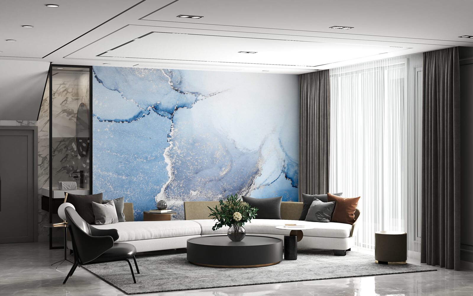 Fototapet fundal abstract în tonuri albastre moi