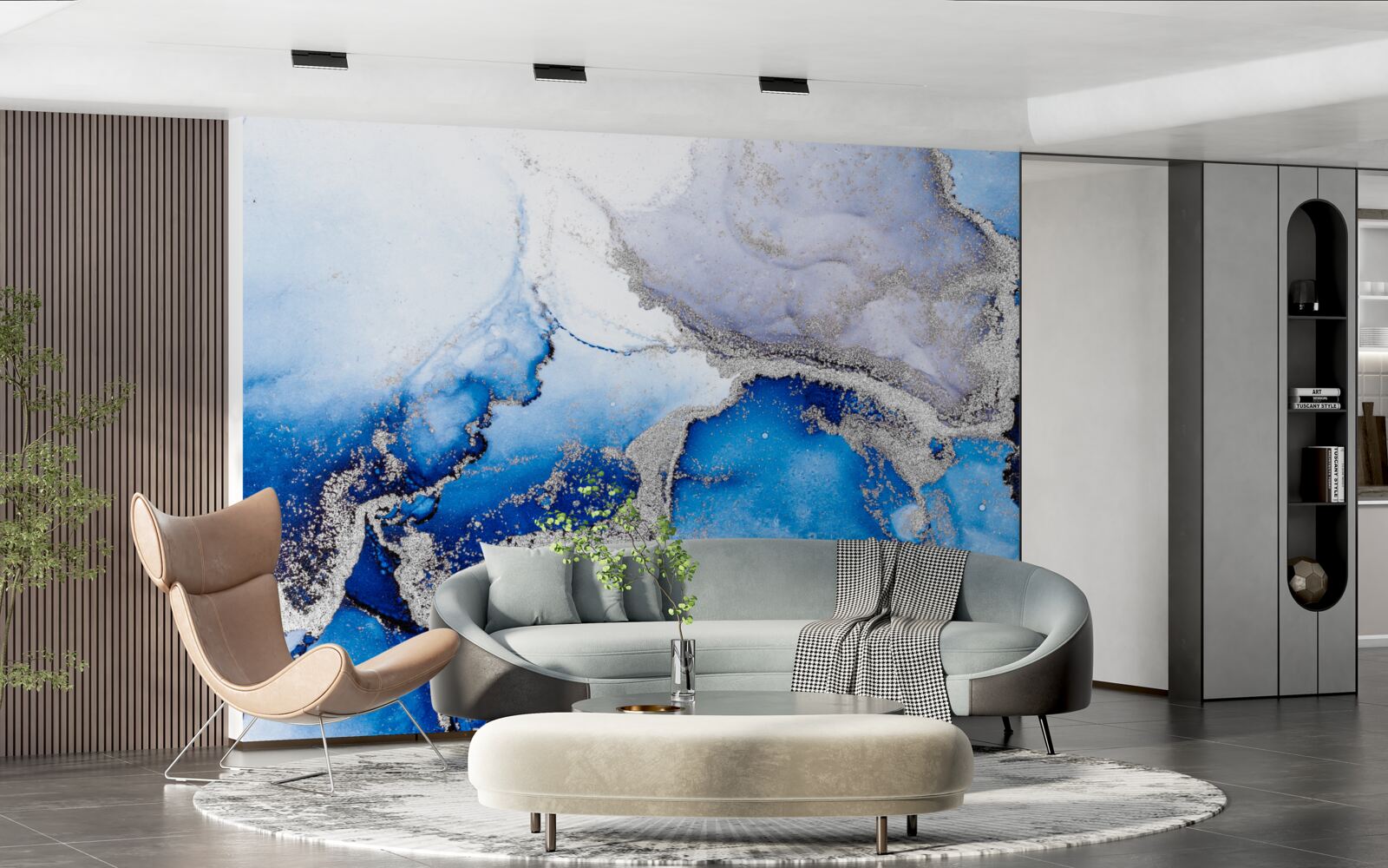 Fototapet fundal abstract extravagant într-o nuanță albastră