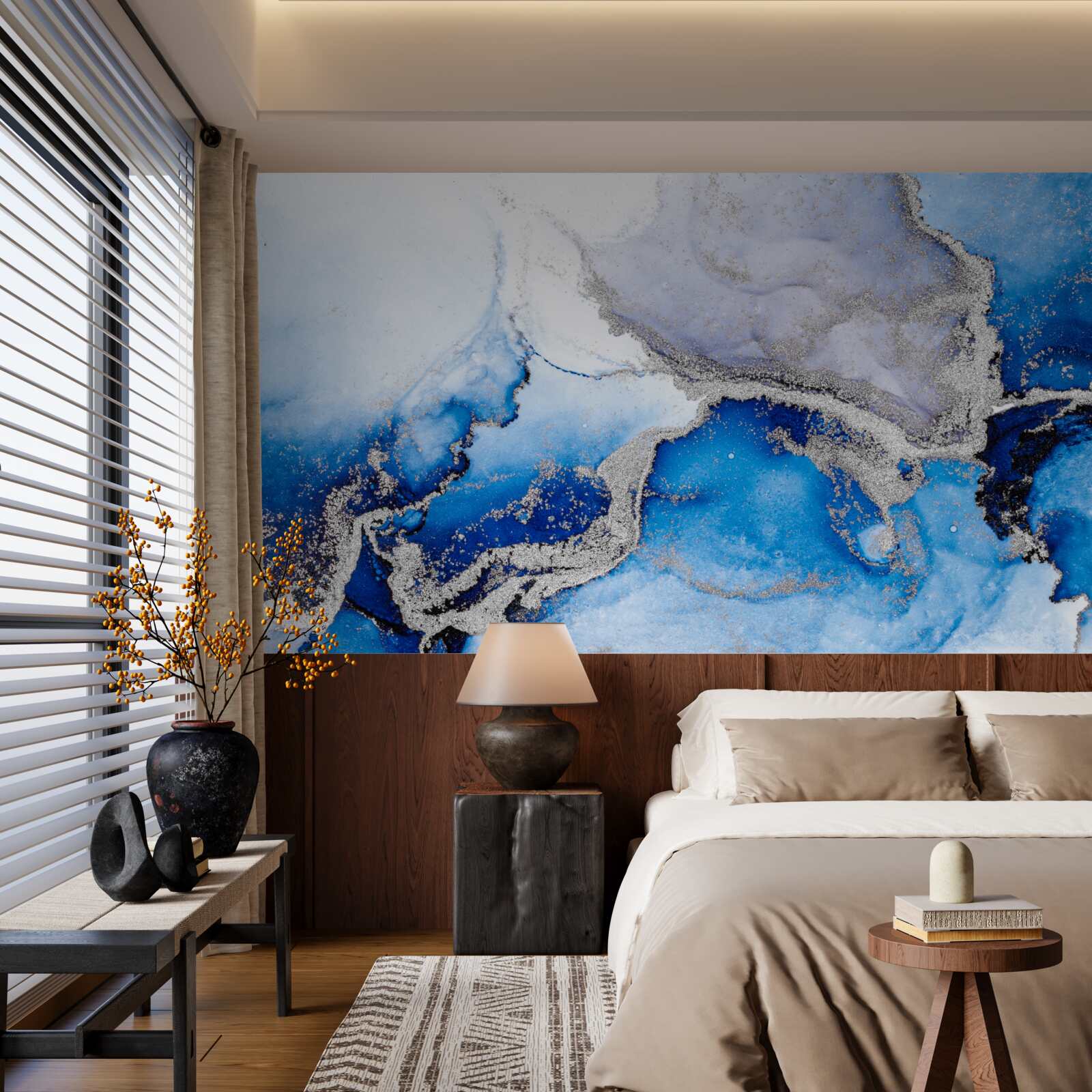 Fototapet fundal abstract extravagant într-o nuanță albastră