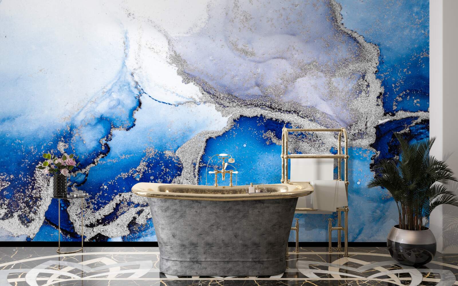 Fototapet fundal abstract extravagant într-o nuanță albastră