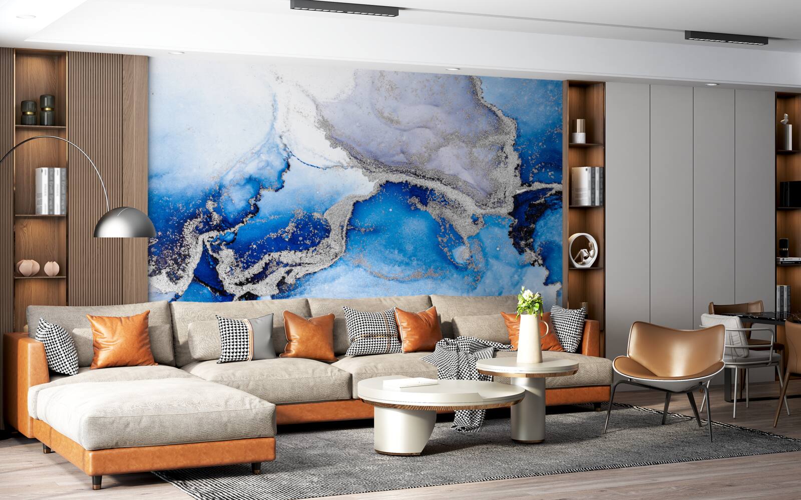 Fototapet fundal abstract extravagant într-o nuanță albastră