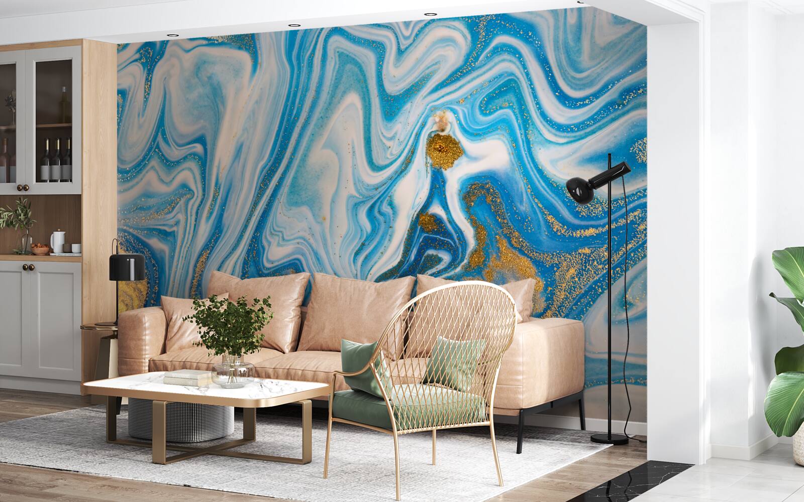 Fototapet nisip albastru într-o formă abstractă